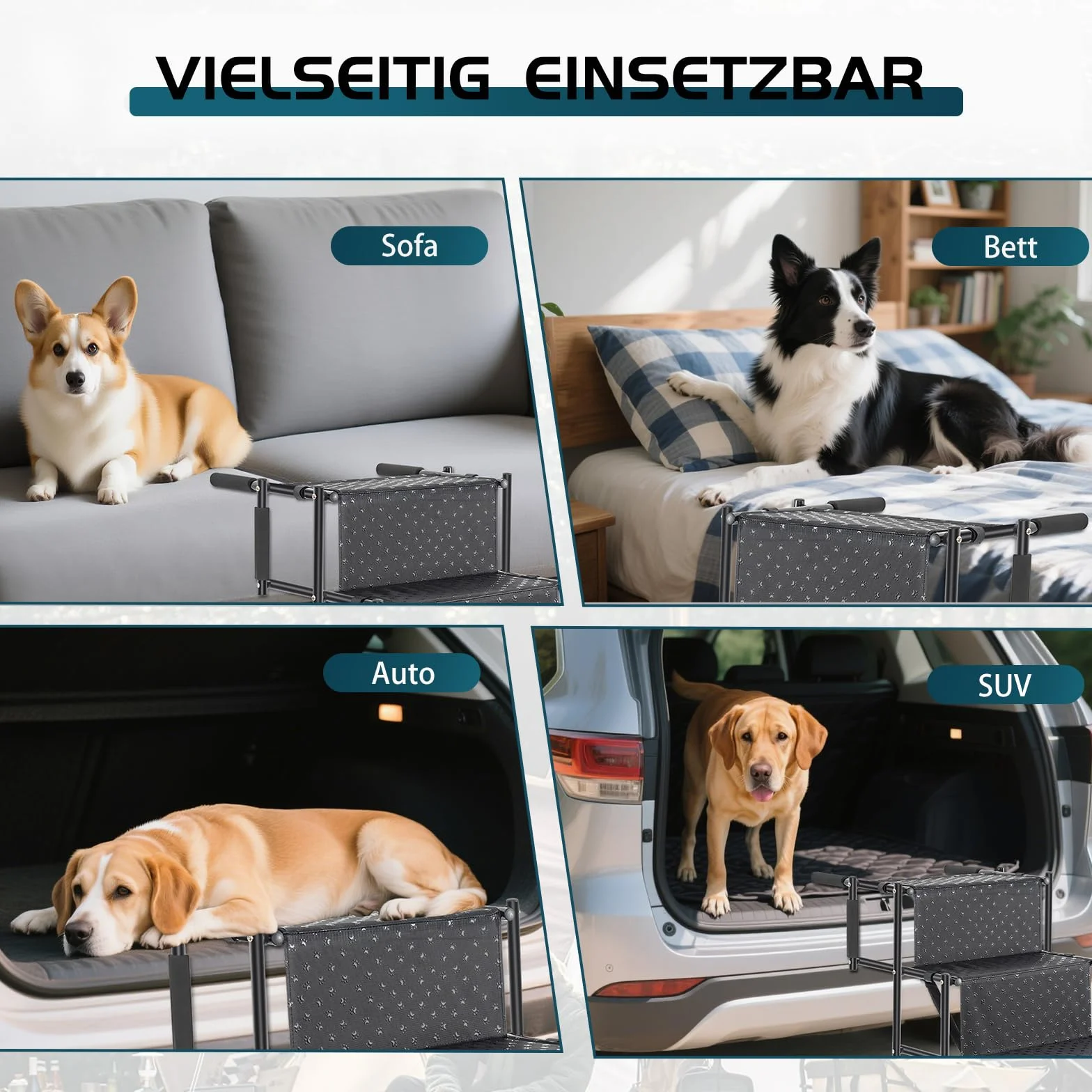 OUUTMEE Scala per cani a 4 livelli pieghevole antiscivolo per cani fino a 80 kg per auto e SUV