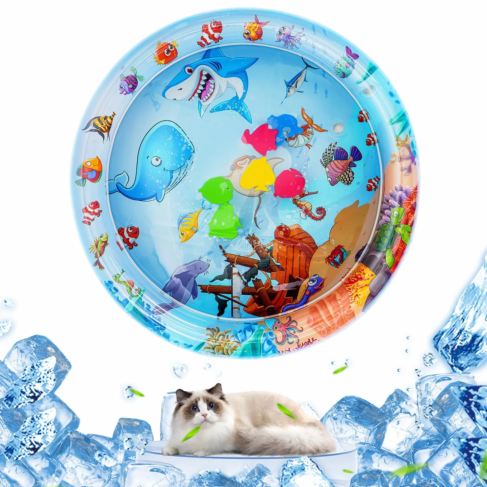 OSDUE Tappetino Gioco con Sensore Dell'acqua,Tappetino Gonfiabile per Pancia Gatti Tappetino Gioco Sensore D'acqua Ispessito Tappetino Raffreddamento Gonfiabile Portatile RegaliNatale