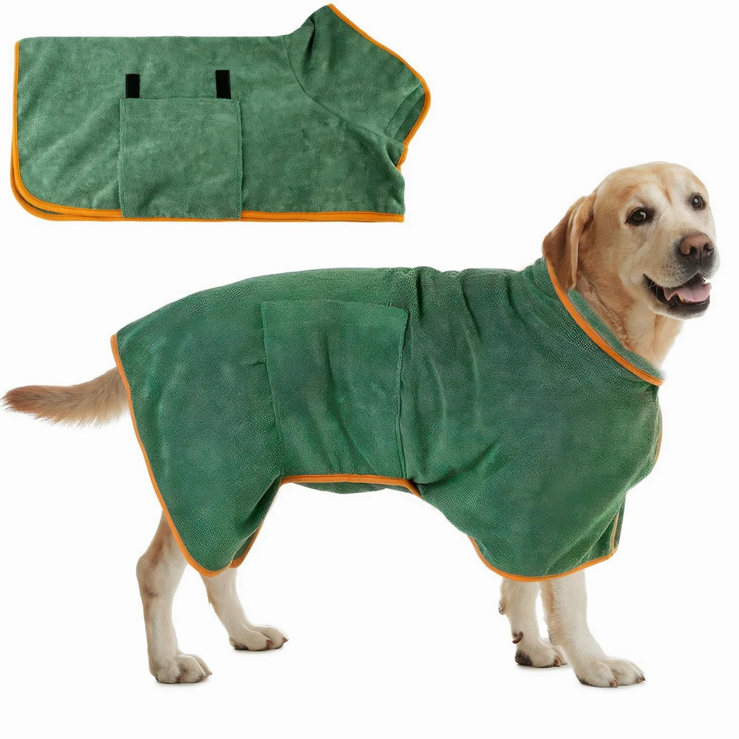Accappatoio assorbente per cani, accappatoio in microfibra per cani di piccola, media e grande taglia, ad asciugatura rapida, collo e vita regolabili - XL