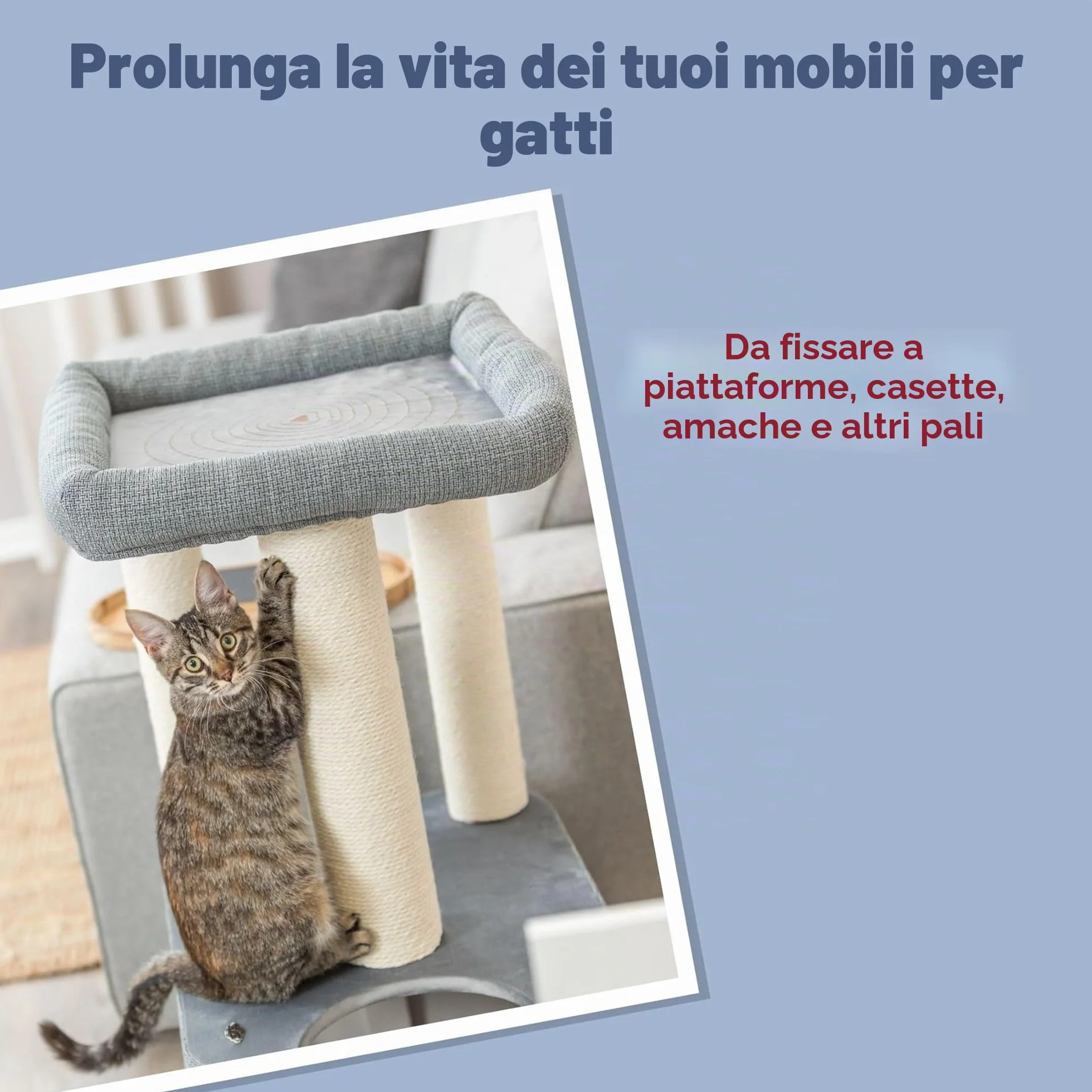 Trixie Tronco di Ricambio in sisal per tiragraffi e Alberi per Gatti – Ricambio incl. Barra filettata & 2 Viti – Filettatura M8 – Naturale, ø 9 × 40 cm