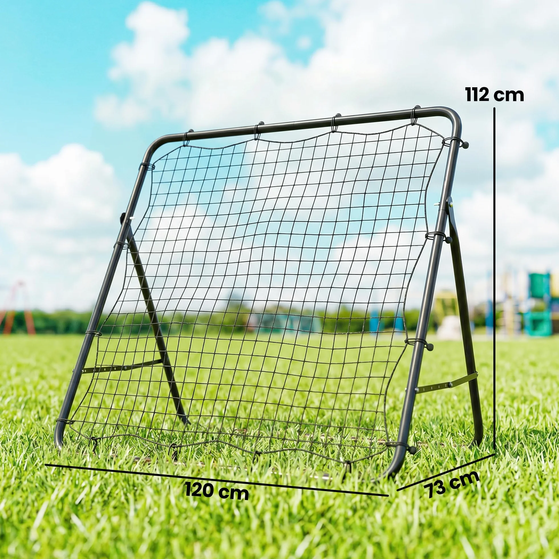 SPORTNOW Rete di Rimbalzo per Calcio Pieghevole, Rete da Calcio Rimbalzante con 5 Angolazione Regolabile in Acciaio, per Allenamento, Nero