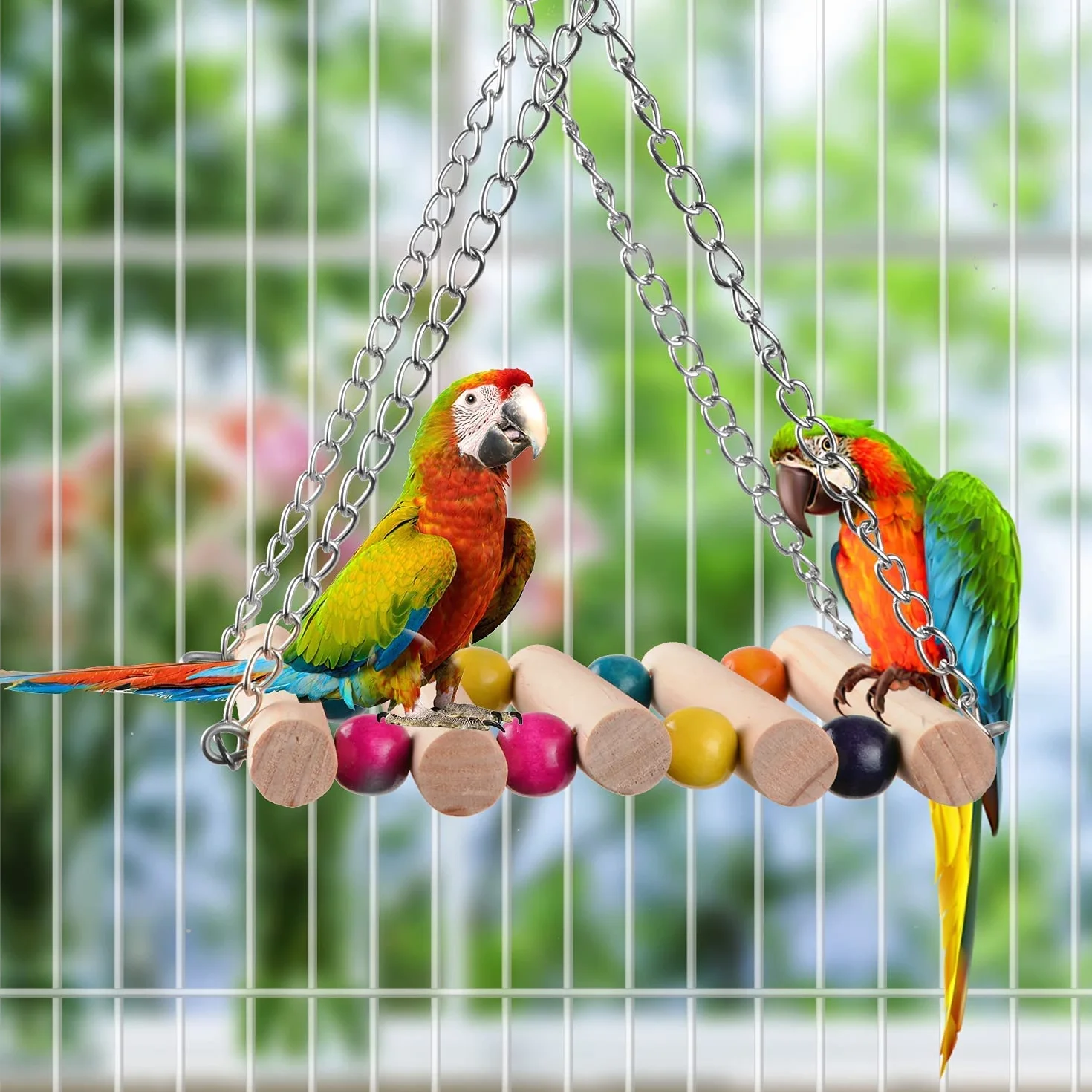 Giocattoli per pappagalli 18 pezzi accessori per gabbia per uccelli giocattolo per scaletta da masticare