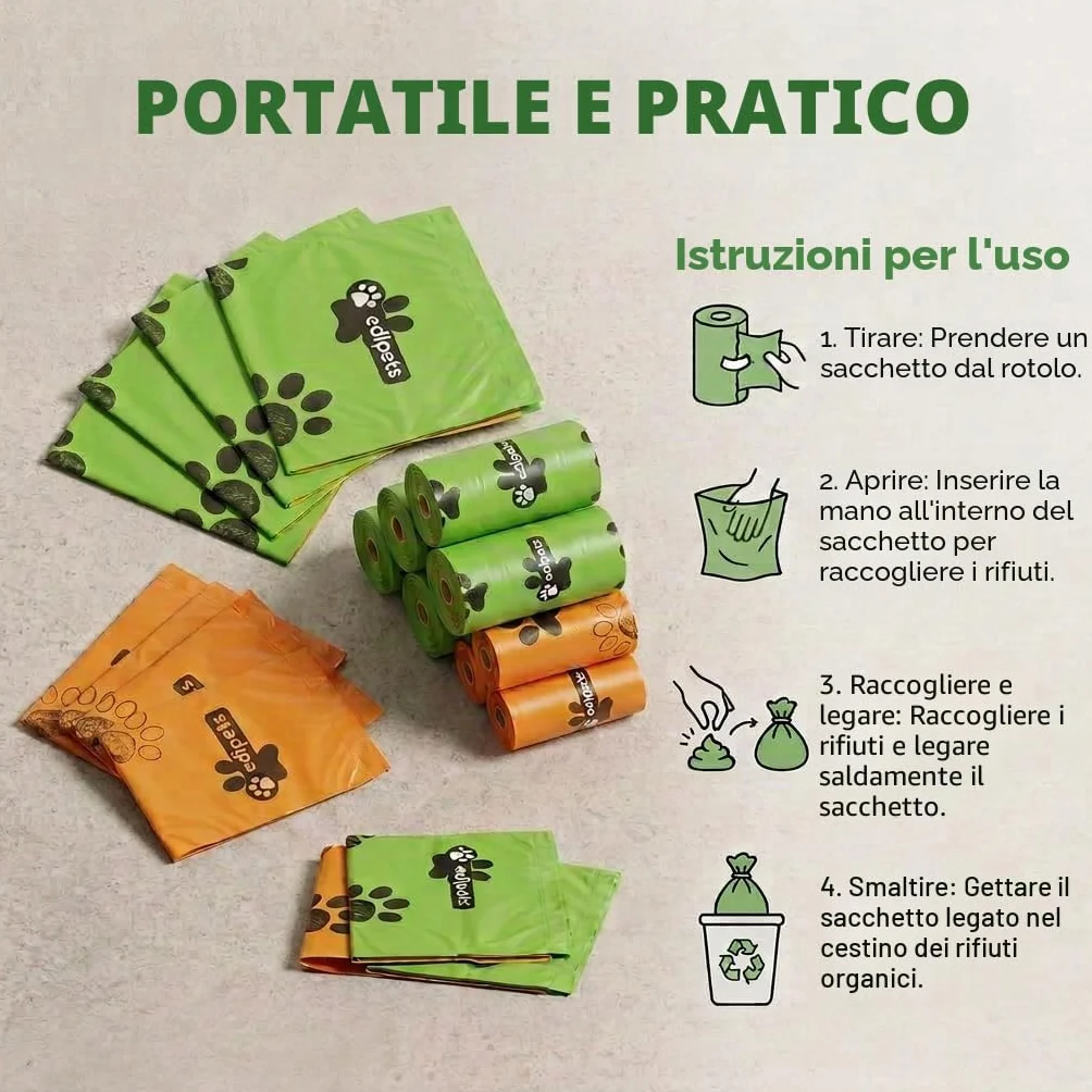 Edipets Sacchetti Cane Biodegradabili 540 pezzi Extra Spesso a prova di Perdite non Profumati