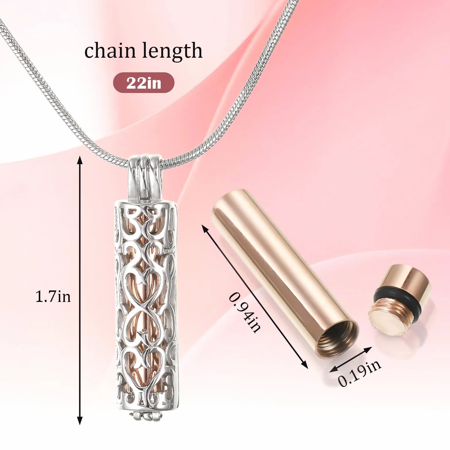 UICCVOKK Urn Necklace for Ashes Pet Keepsake Memorial Lockets Ashes Holder Cremation Jewellery Hollow Cylinder Vial Pendant