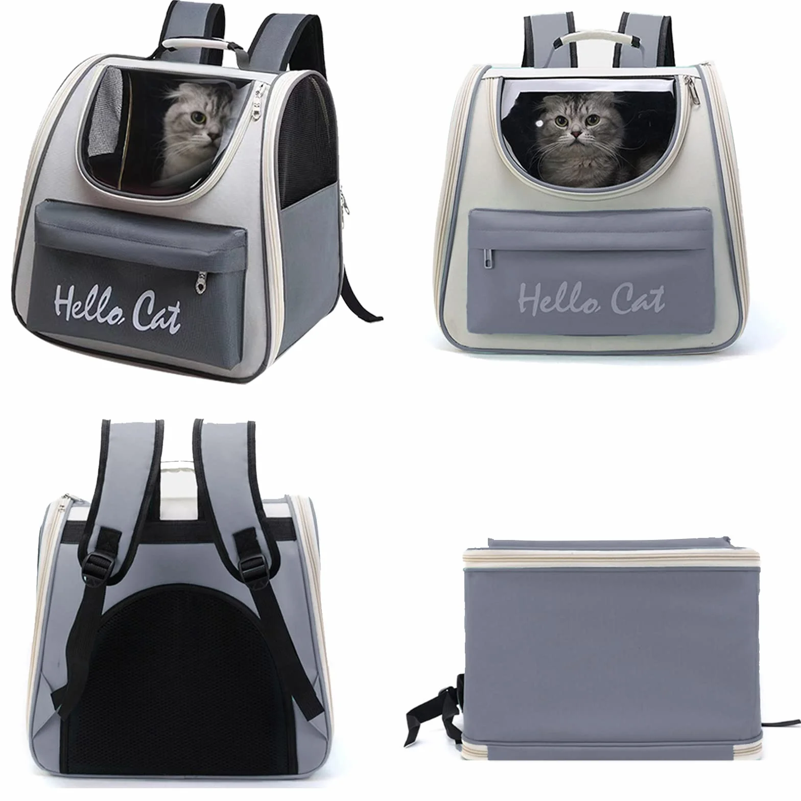 Zaino Gatto, Zaino per cani Gatti Trasportino, Zaino portatile traspirante con Tasche Frontali,Trasparente E Traspirante Resistente al Calore Carrier per I Viaggi di Campeggio D'escursione