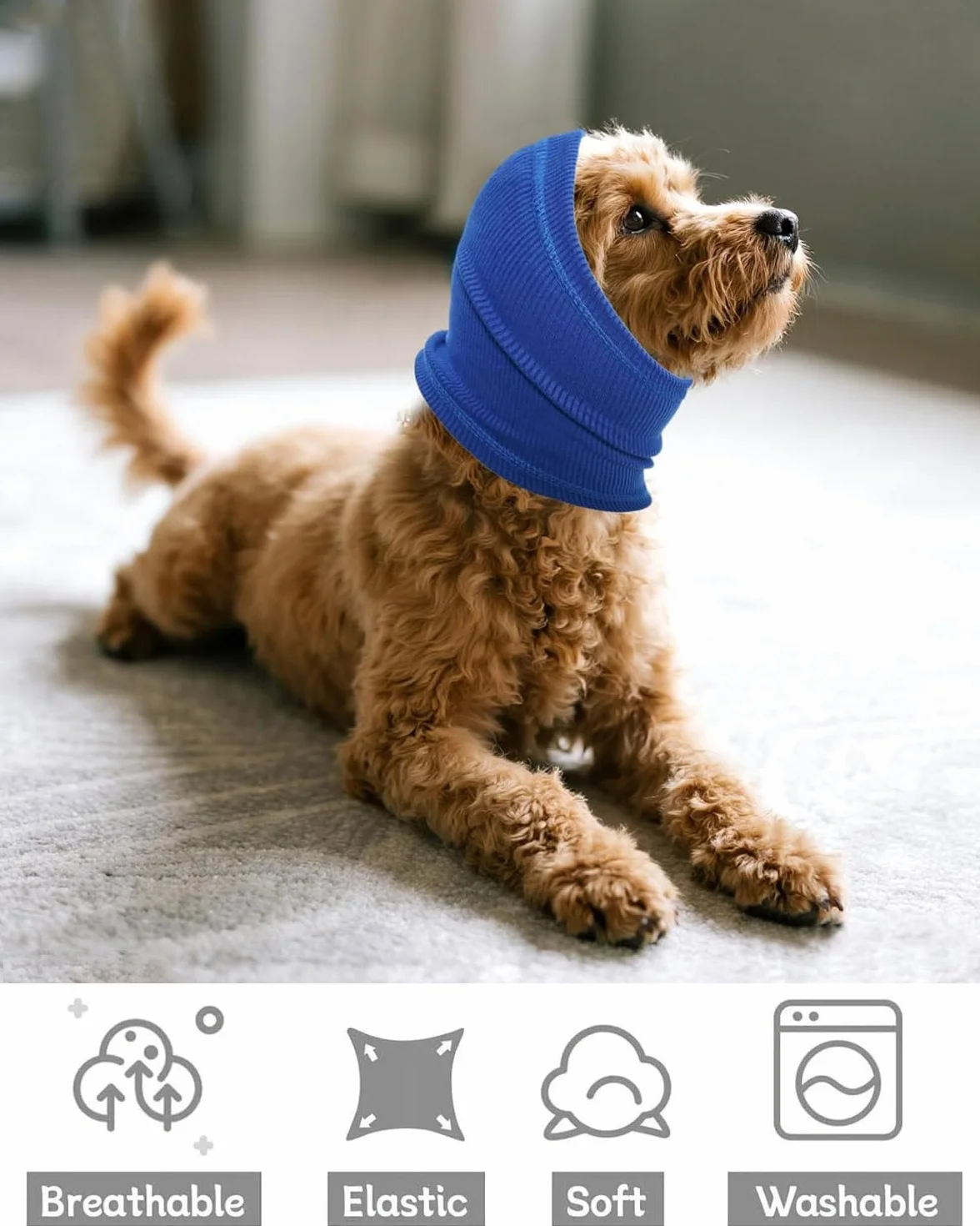 Copriorecchie calmanti per cani protezione dal rumore blu M