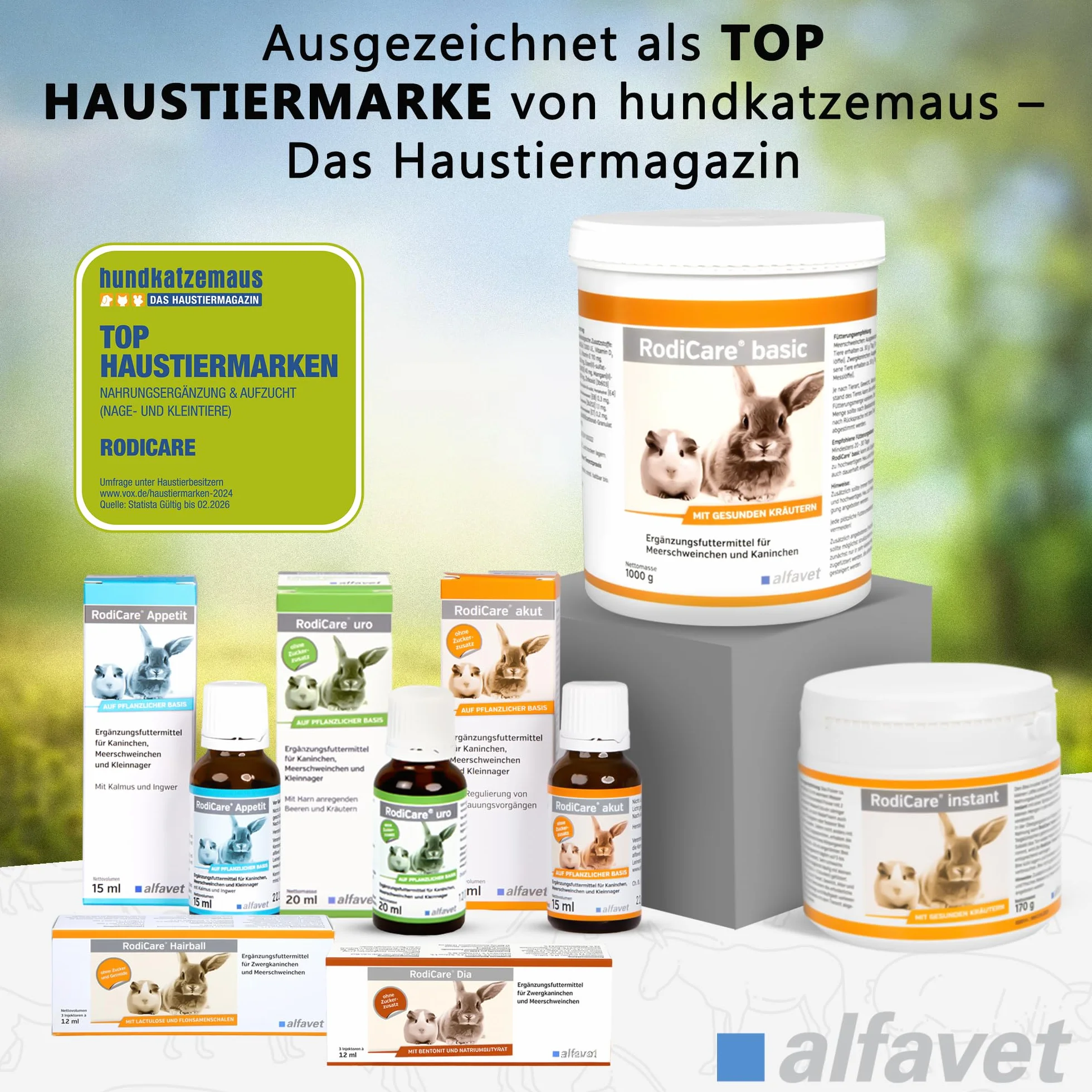Alfavet RodiCare Immun (15 ml) – Supporto nutrizionale per il benessere generale di conigli, porcellini d’India e piccoli roditori – con estratti vegetali e zinco, senza zucchero