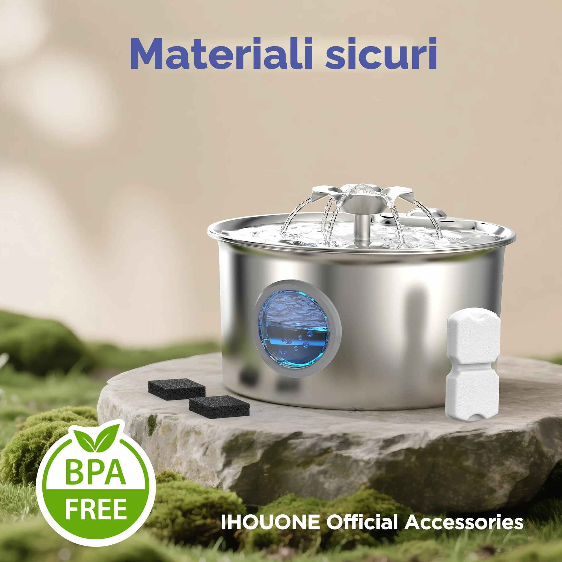 IHOUONE Filtri Fontanella per Gatti: 12 Filtro Fontana Gatto - Distributore Acqua Gatti Filtro - 6 Filtris Fontanella Cani + 6 Spugnas - Aumenti di Materiale - Adatto per Fontana per Cani Acciaio