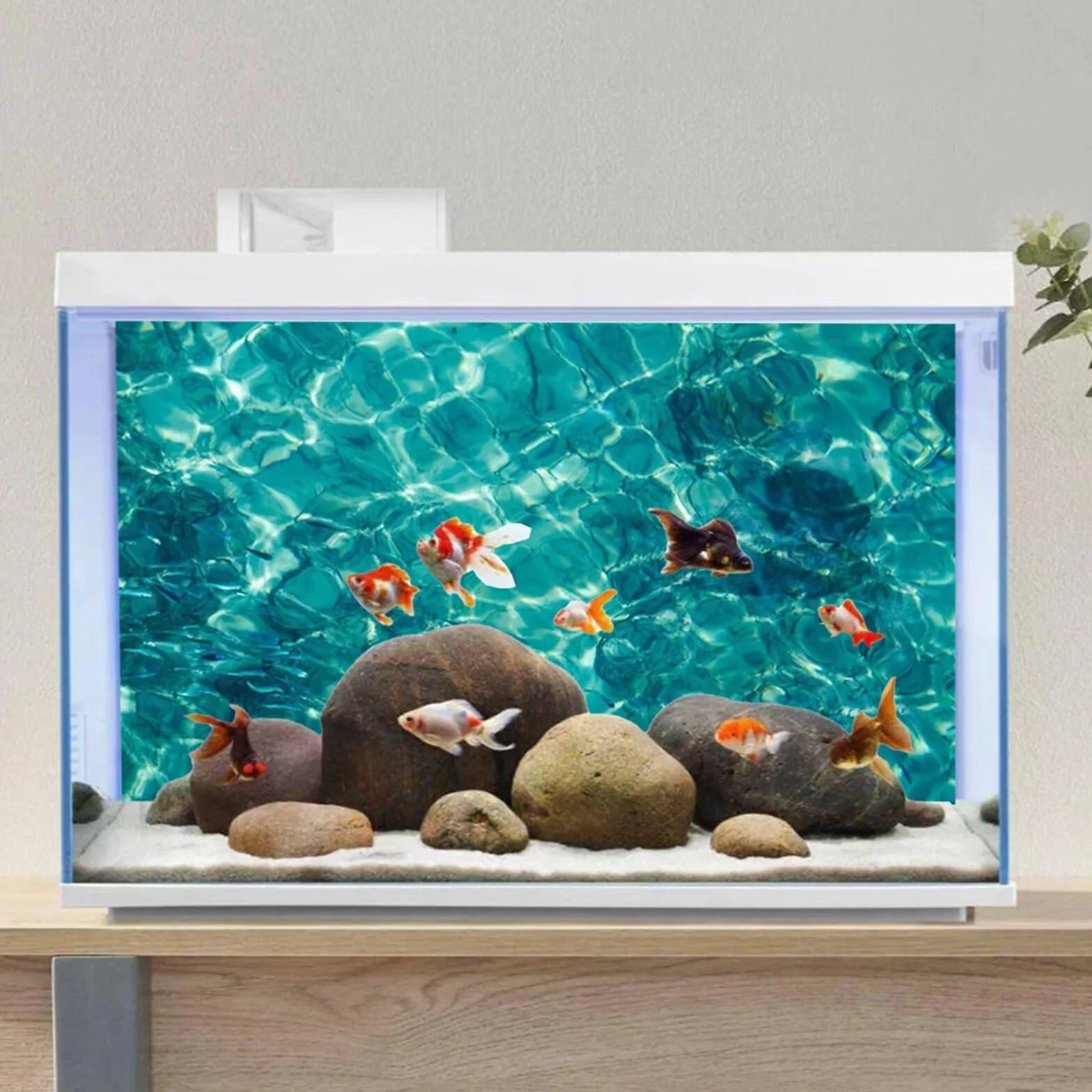 61x30cm Sfondo per Acquario Blu Sottomarino, Tema Oceano Naturale, Sfondo per Acquario, Vinile Resistente