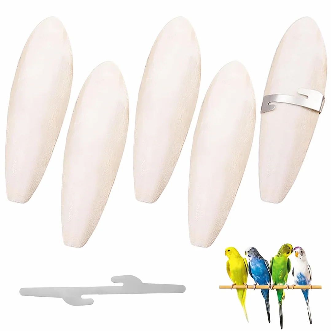 Osso Di Seppia Per Pappagalli 7-9Cm Giallo Masticabile Con Supporti Metallo