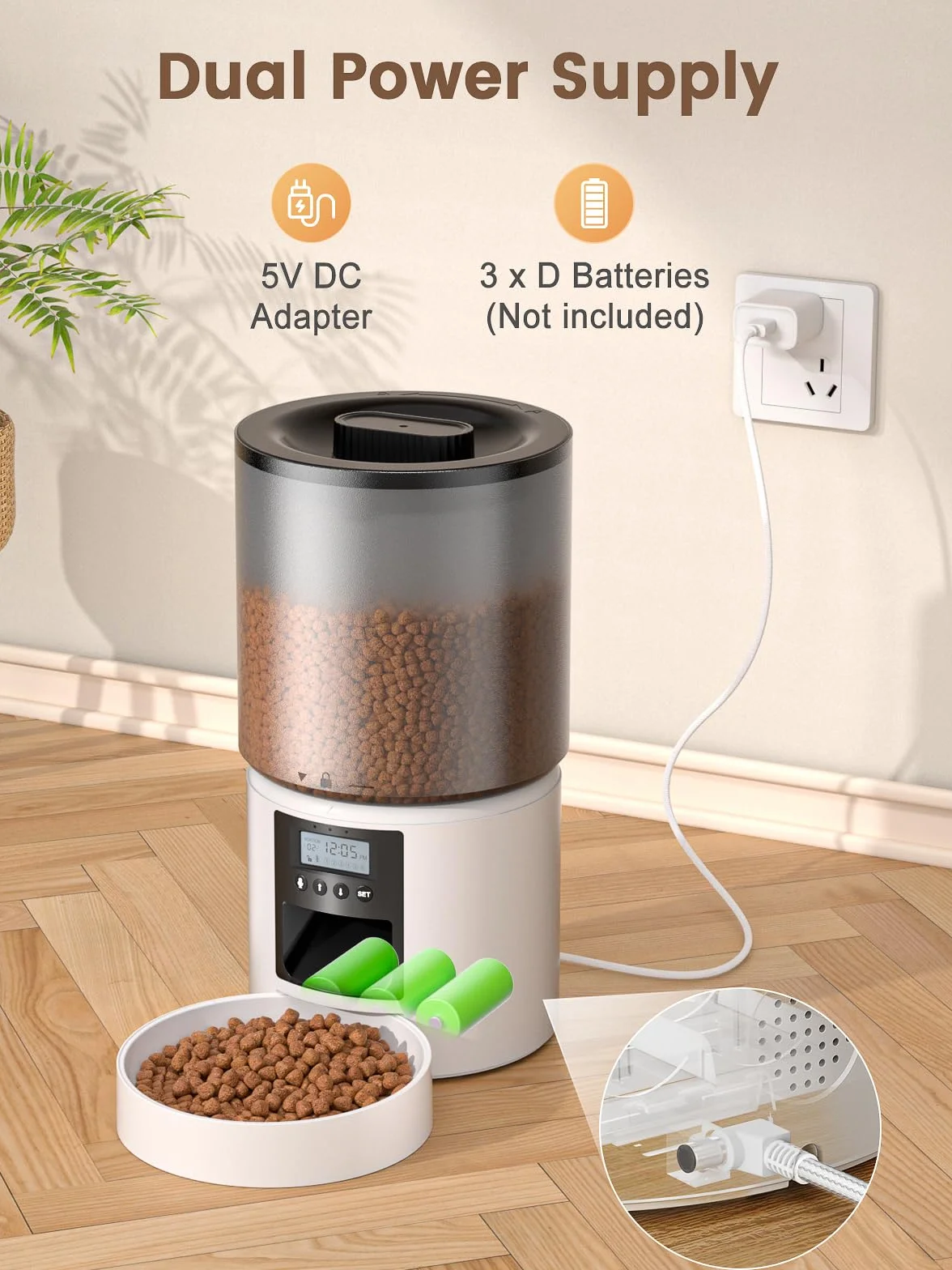 Distributore Automatico Cibo Gatti 4L Dispenser Crocchette Gatto con Timer Programmabile e Schermo LCD Distributore Cibo Gatti con Registrazione Vocale 10s fino a 1-6 Pasti Giornalieri