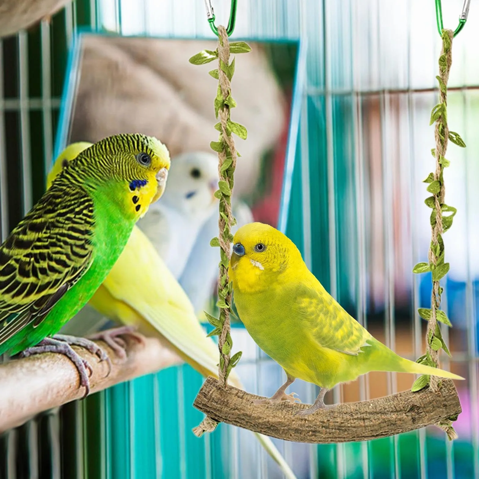 Altalena per uccelli giocattolo da masticare per pappagalli per gabbie