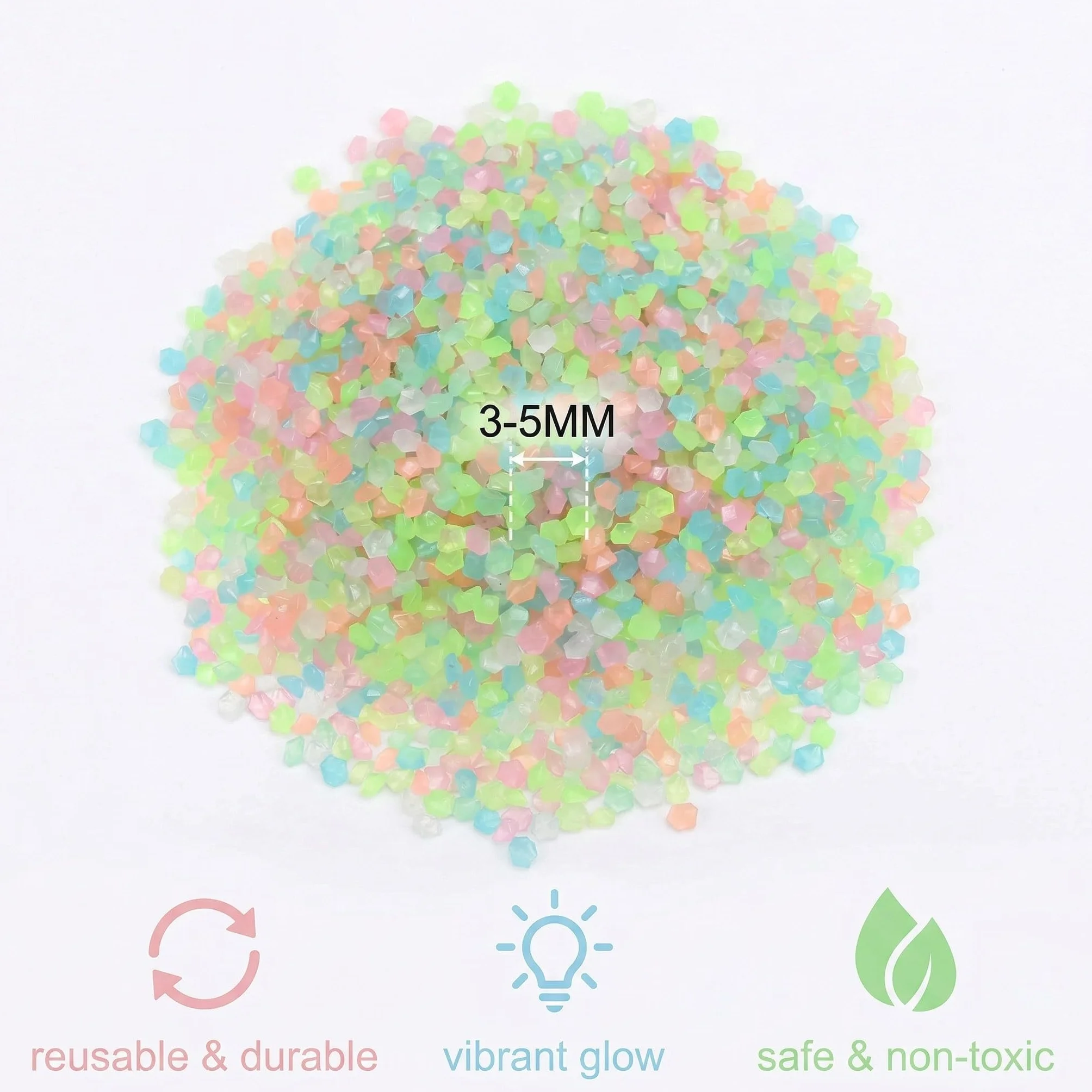 5000 Pezzi Riutilizzabili Piccoli Ciottoli Luminosi, Sabbia Colorata Fluorescente, Pietre Decorative per Giardino