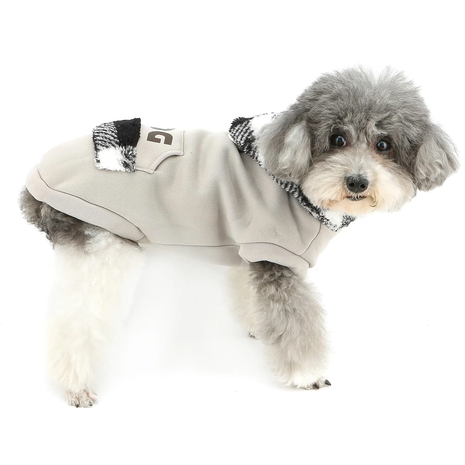 XHYRHTS Maglione in Pile per Cani con Cappuccio Scozzese Fuzzy per Razze XSmall Piccole, Caldo Pullover Senza Maniche con Anello a D e Tasca, Completo Invernale con Cappuccio per Cuccioli Gattini
