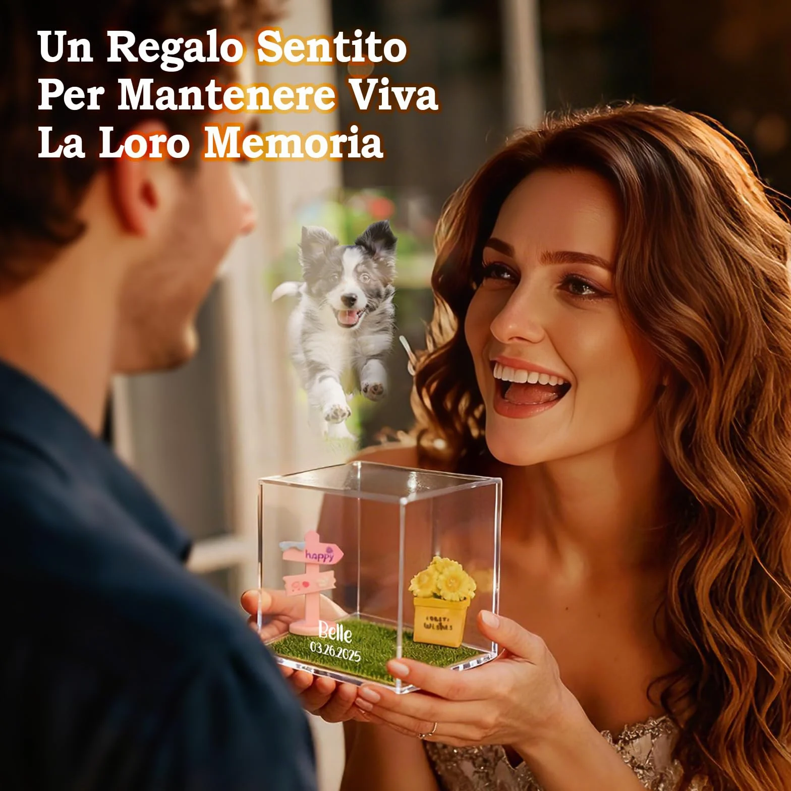 Scatola Commemorativa Olografica per Animali Domestici Cornice con Foto Personalizzata Casetta Digitale Olografica per Animali Domestici Fai Da Te Regalo Personalizzato per Amanti di Cani o Gatti