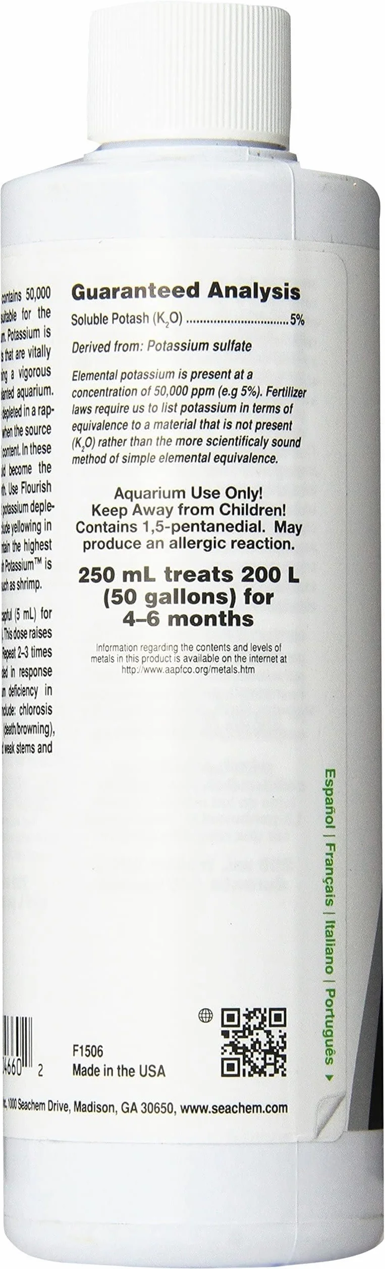 Seachem Flourish Potassium - Supplemento per acquari con Piante - 250 ml