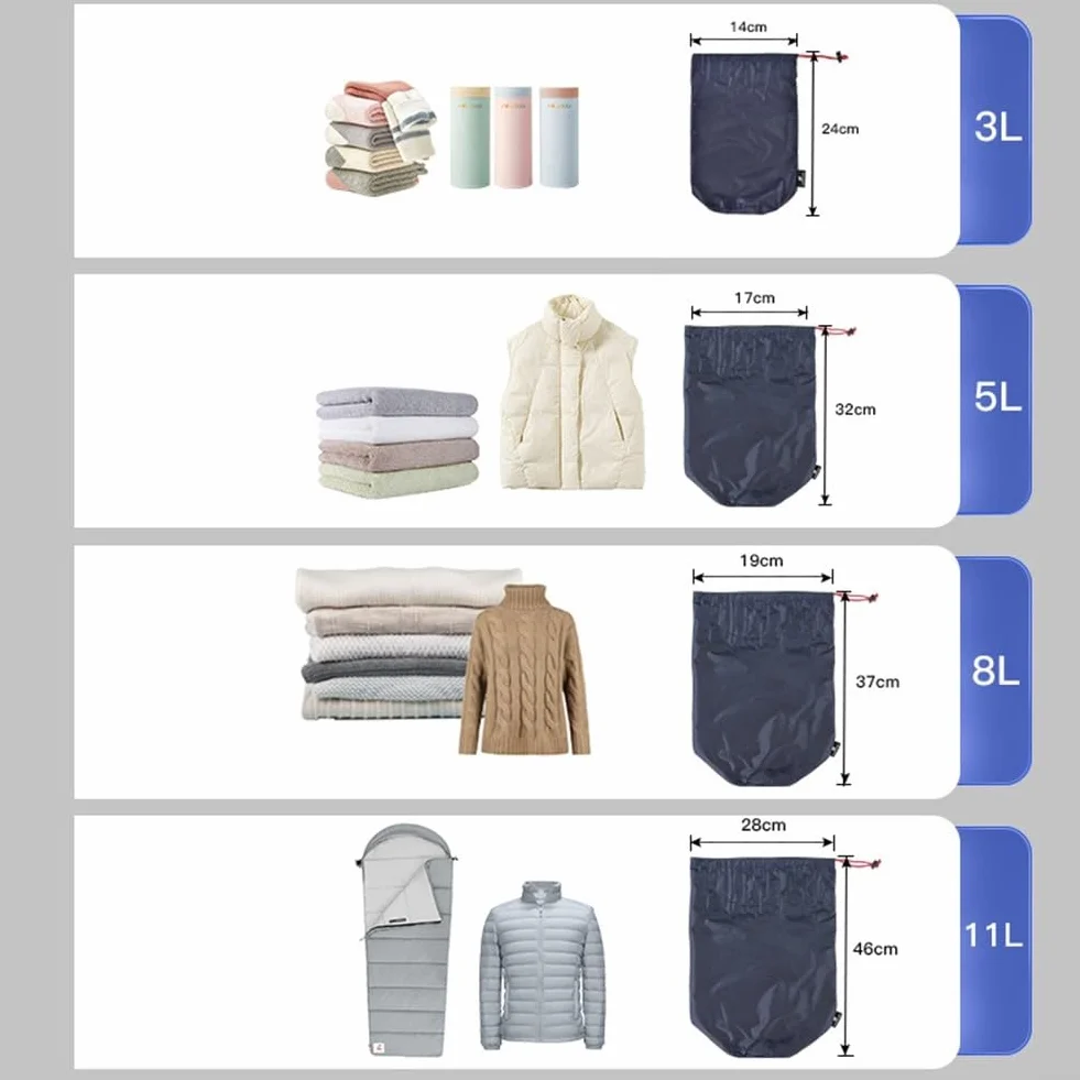 Sacchetto multiuso con coulisse blu scuro per piumini e sacchi a pelo