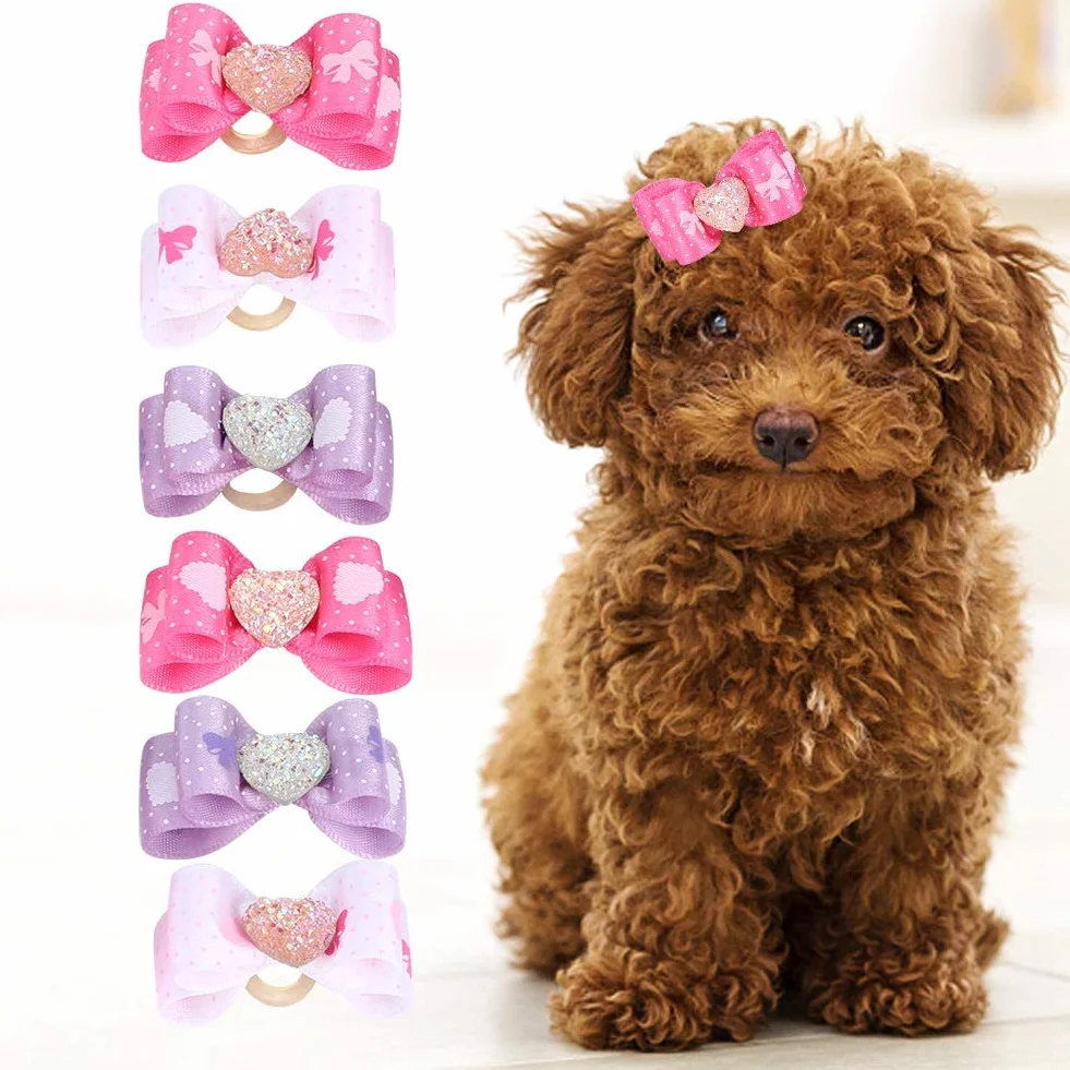 15pcs Pet Capelli Multicolore Bowknot Fiocchi Colore Gradiente Carino Decorazione Accessori per Cane e Gatto Medio/Piccolo