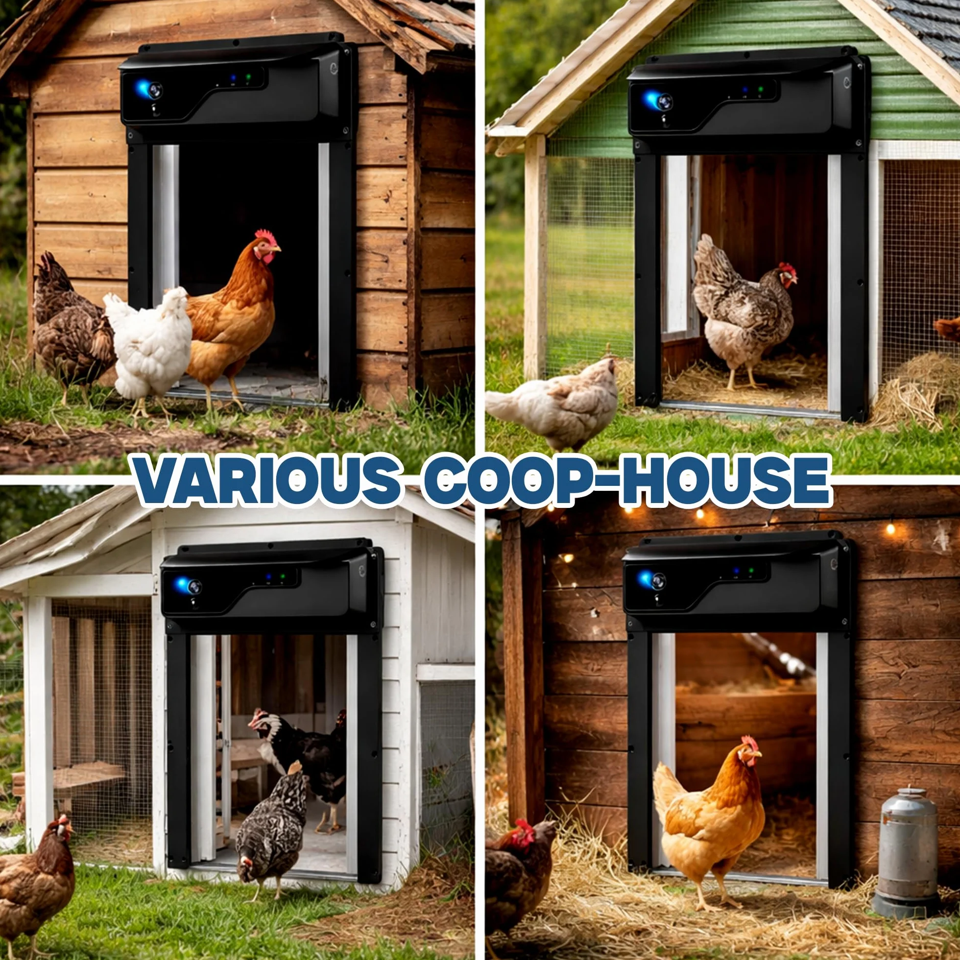 Automatic Solar Chicken Coop Door with Camera 1080P HD Remote Night Vision Motion Detector 8W Battery Powered 5000 mAh