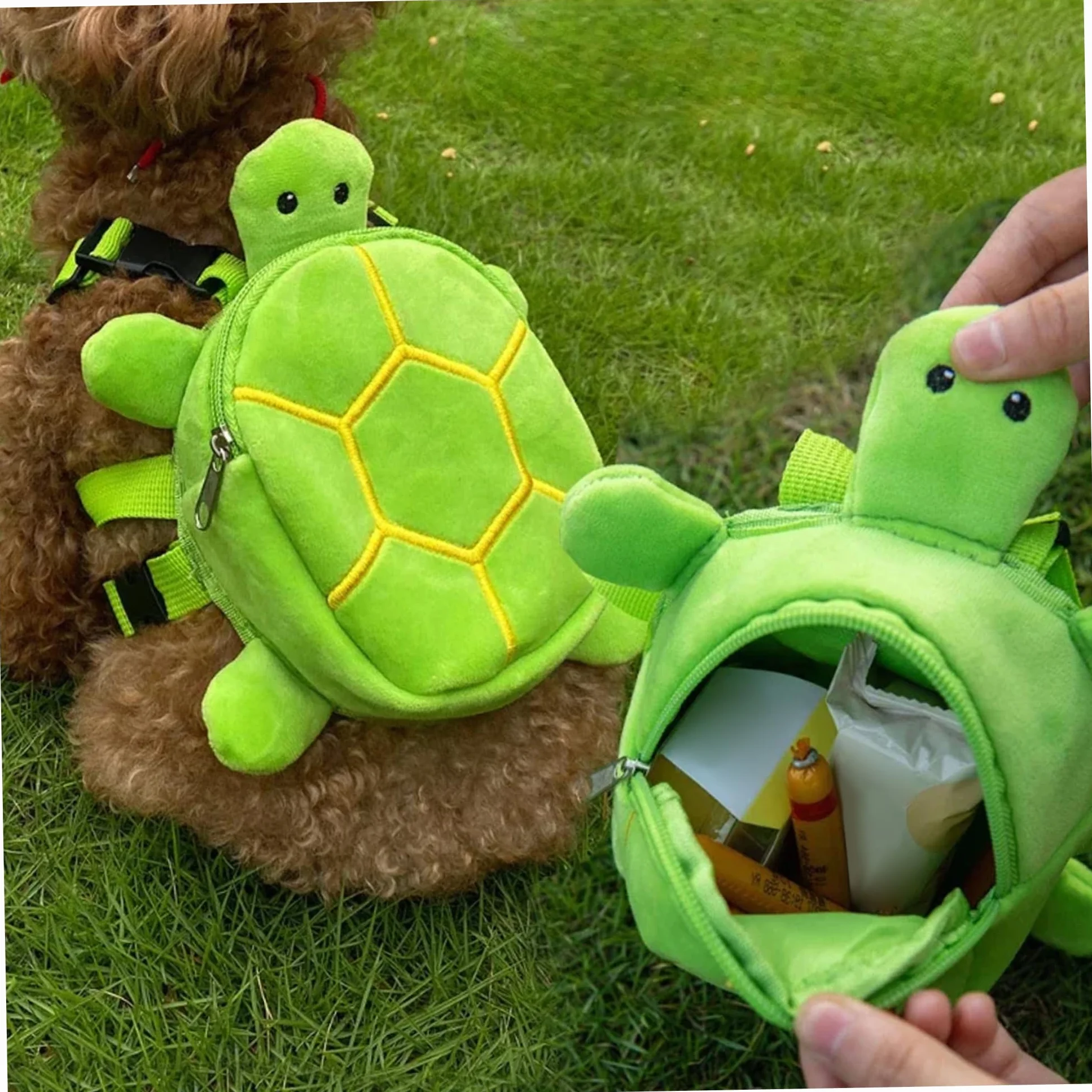 Cablatura per Cani con Zaino, 8x7in Simpatico Zaino per Cani Tartaruga, Zaino Regolabile per i Cani da Indossare, Zaino con Imbracatura a Piedi per Piccoli Cani Medium