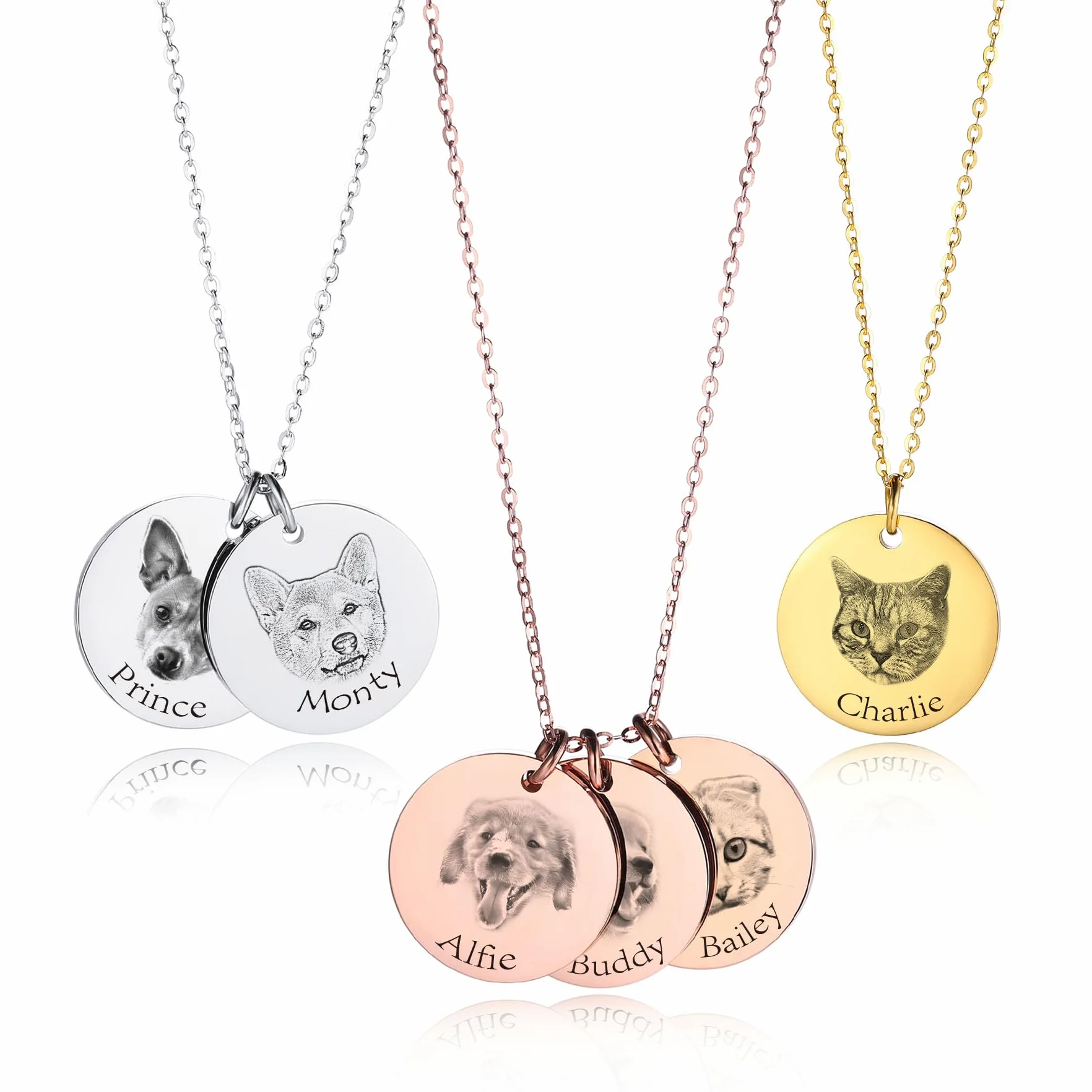 Collana Personalizzata con Ritratto di Animale Domestico Inciso Cane Gatto