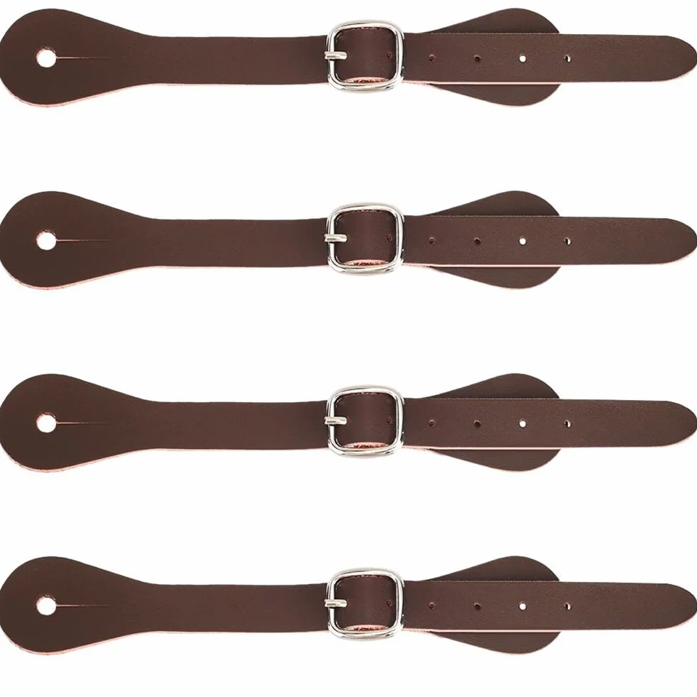 GORGECRAFT 4pz Cinturini Speroni in Vera Pelle Cocco Marrone con Lacci Scarpe con Tacco Alto Cinturini Scarpe alla Caviglia con Fibbia Staccabile Cintura Regolabile Stivali da Cowboy Western A Strato