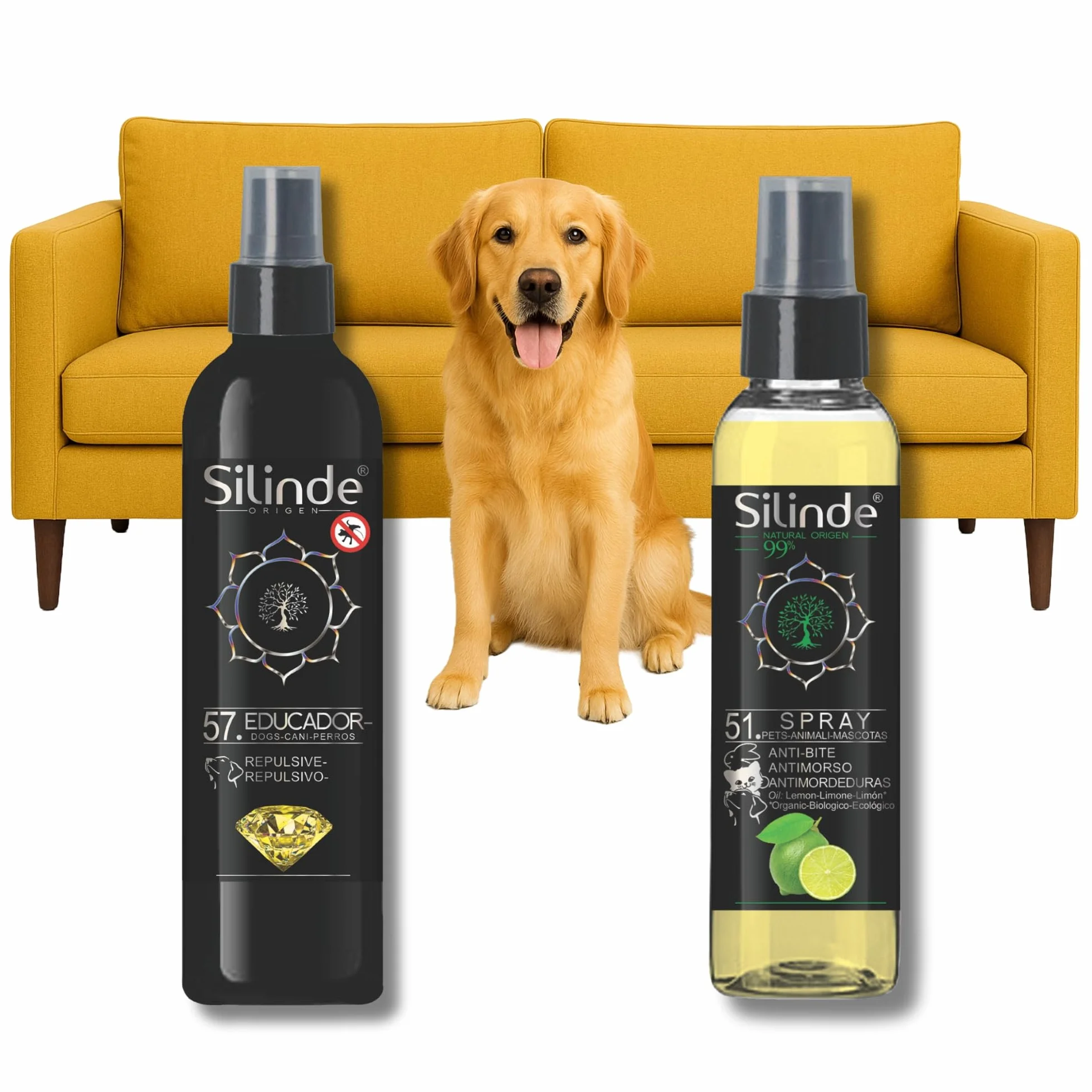 Kit 2 in 1 Spray Repellente per Cani Anti Pipi + Spray Antimorso Allontana Il Cane dagli Oggetti. Doppia Azione Spray Disabituante per Cani da Interno da Esterno Biologico