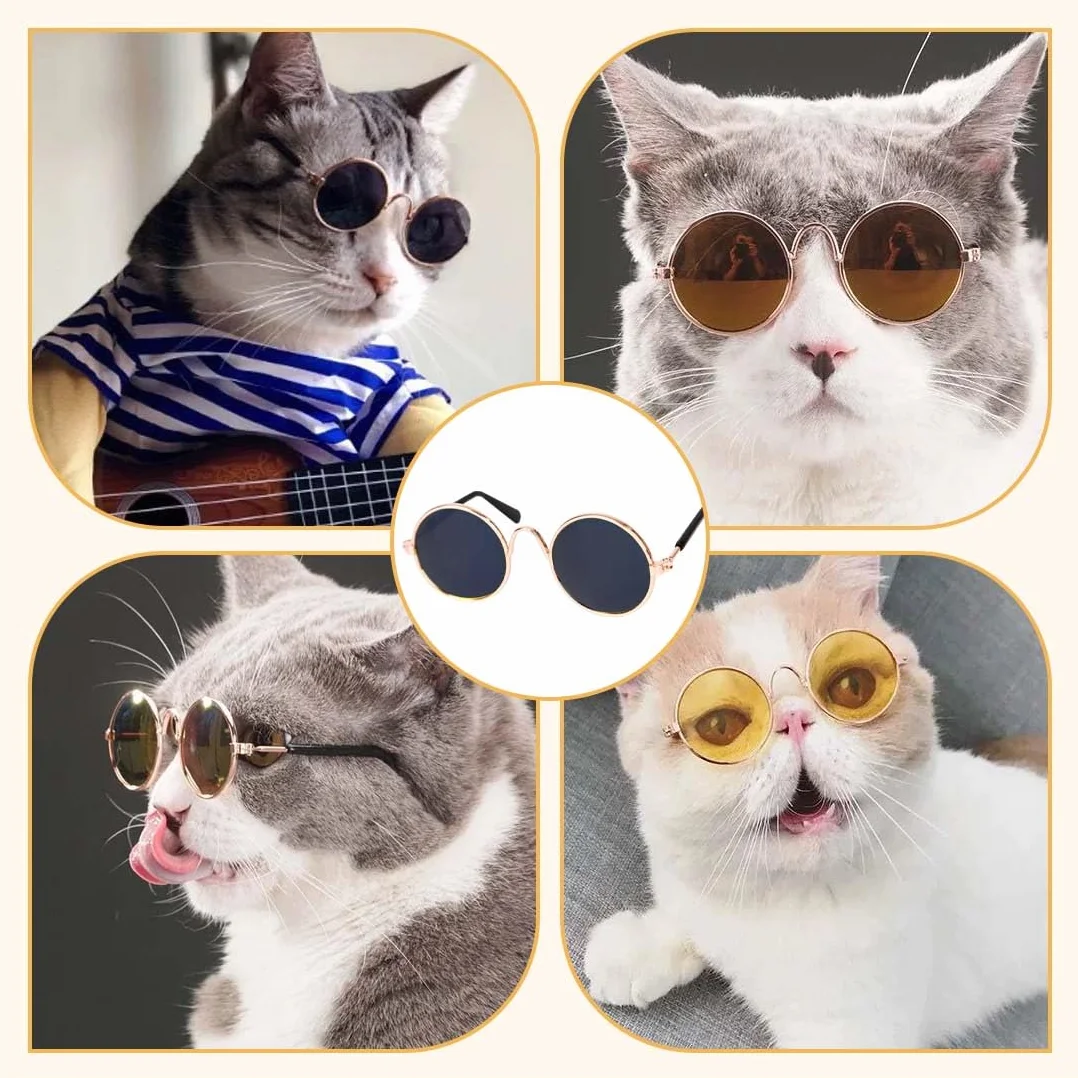 occhiali per cani,occhiali da sole per cani,Occhiali da sole da gatto, Elegante e sofisticato, adatto a cuccioli e gattini, Pet Costume Party, Confezione da 2