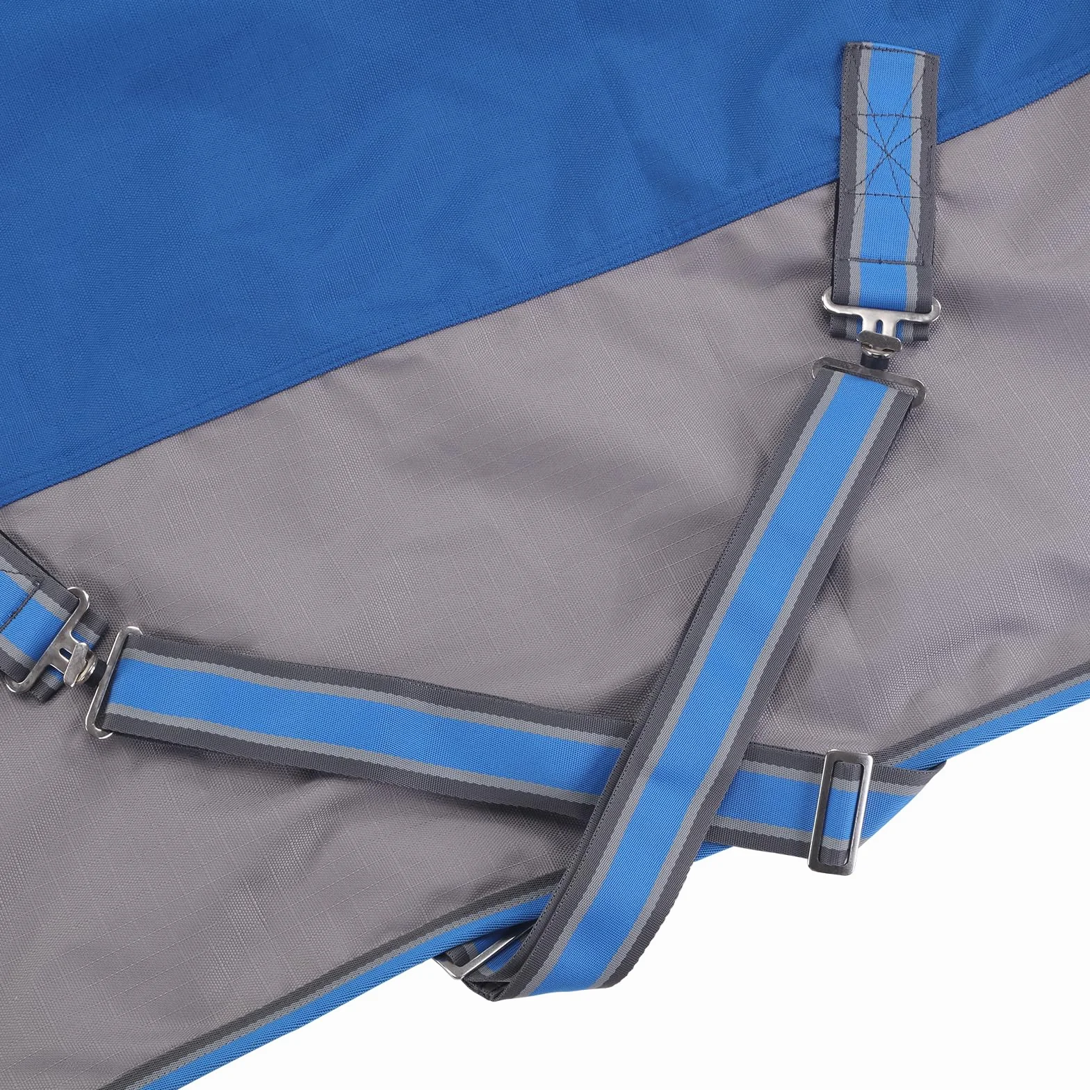 1200D Coperta per cavalli resistente allo strappo senza imbottitura (0g), Coperta da esterno leggera, impermeabile e traspirante per cavalli, Blu-Grigio 145 cm