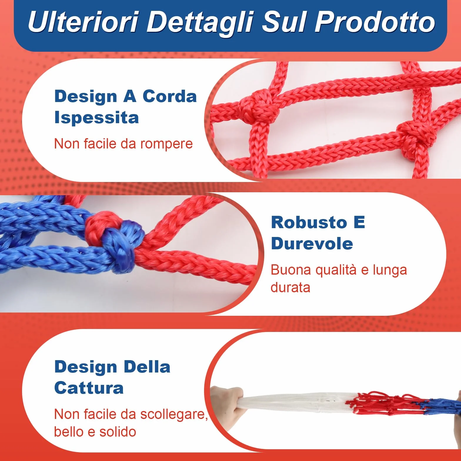 Scettar Rete da Basket 5 Pezzi 4mm Nylon Rimovibile per Canestro Esterno