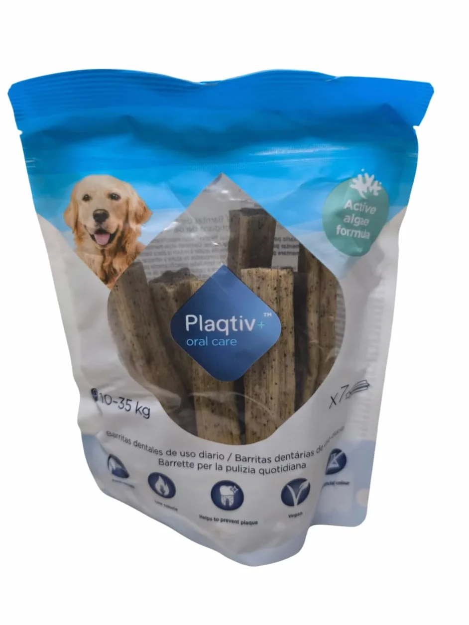 ecuphar | Plaqtiv+ 7 Barrette per la Pulizia Quotidiana dei Denti per Cani da 10 a 35 kg