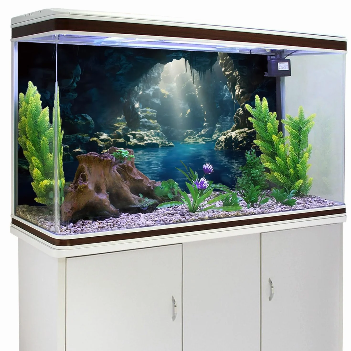 120x50cm Acquario Sfondo Montagna Pietre Grotta Acquario Sfondo Fiume Letto & Lago Acquario Sfondo Vinile