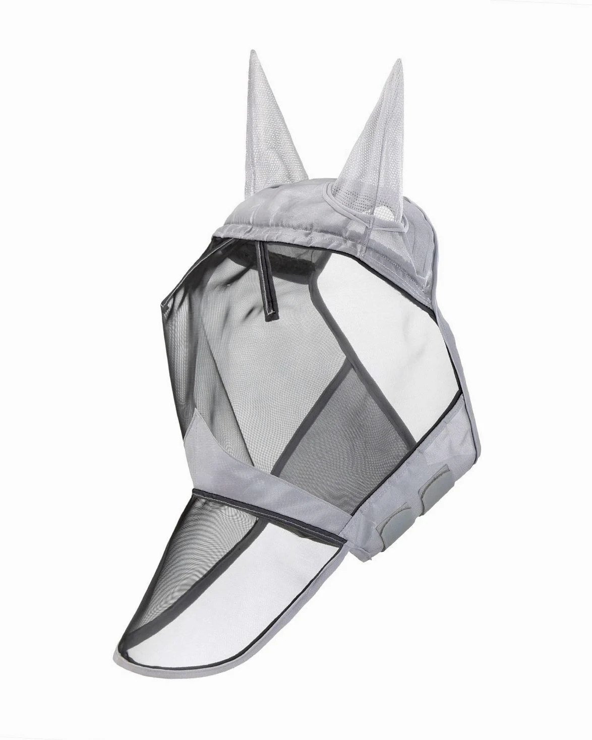 Harrison Howard CareMaster Maschera Anti-Mosche per Cavallo UV Protezione Pieno Volto Argento/Nero