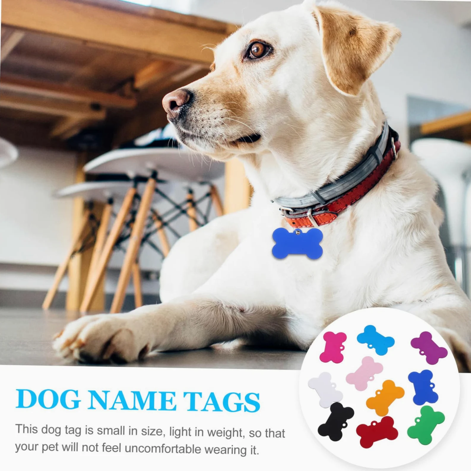 Angoily 50pezzi Targhette per Cani in Lega di Alluminio Forma di Osso Pendants per Animali Domestici Targhette Identificative Vuote per Incisione Adatte per Cani Gatti e Colore Casuale