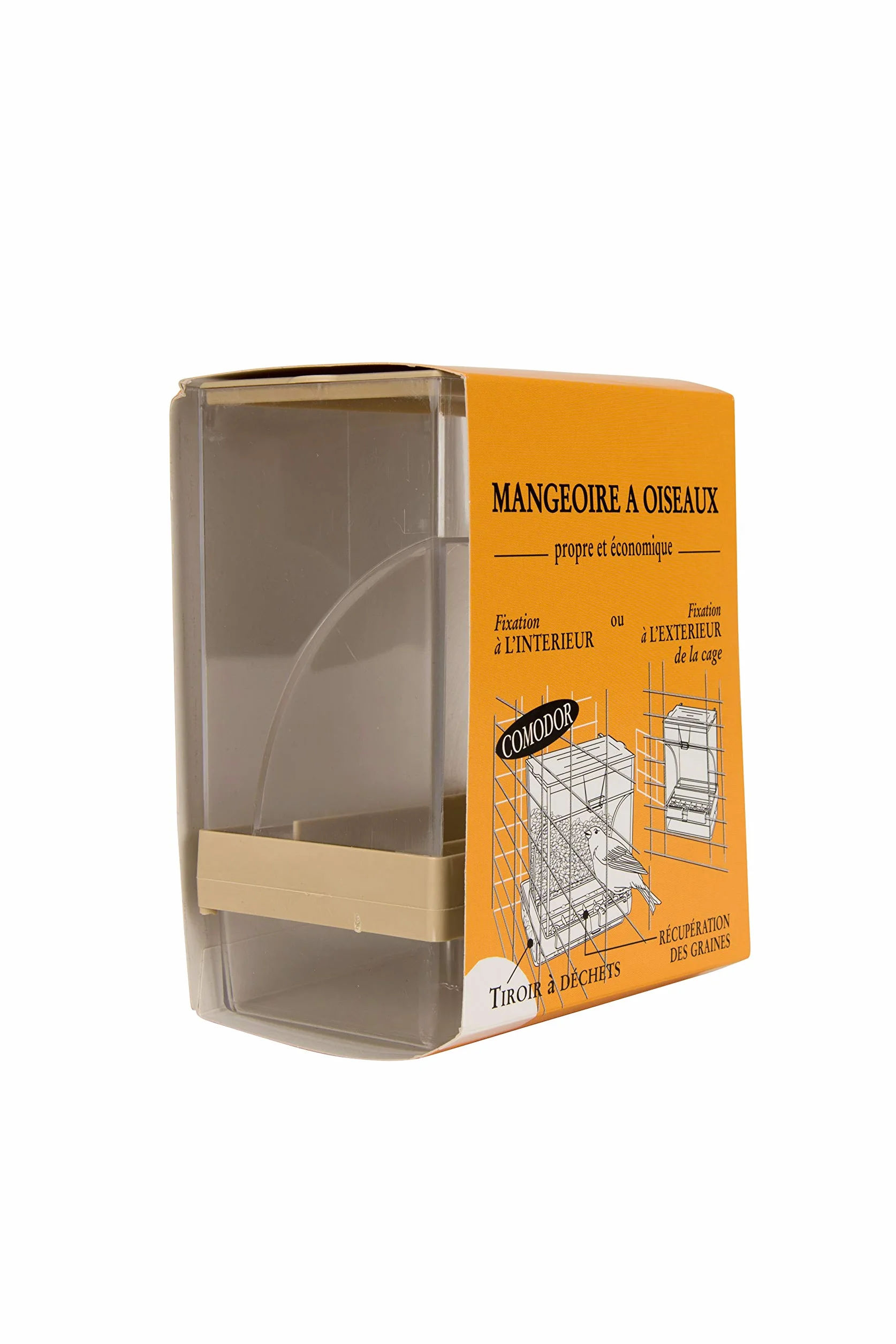 Tyrol - Mangiatoia per uccelli anti-spreco 10.5x8.2x14.5cm - Mangiatoia con cassettina per recuperare i semi e cassetto per rifiuti - Adatta a gabbia per uccelli, si fissa all'interno o all'esterno