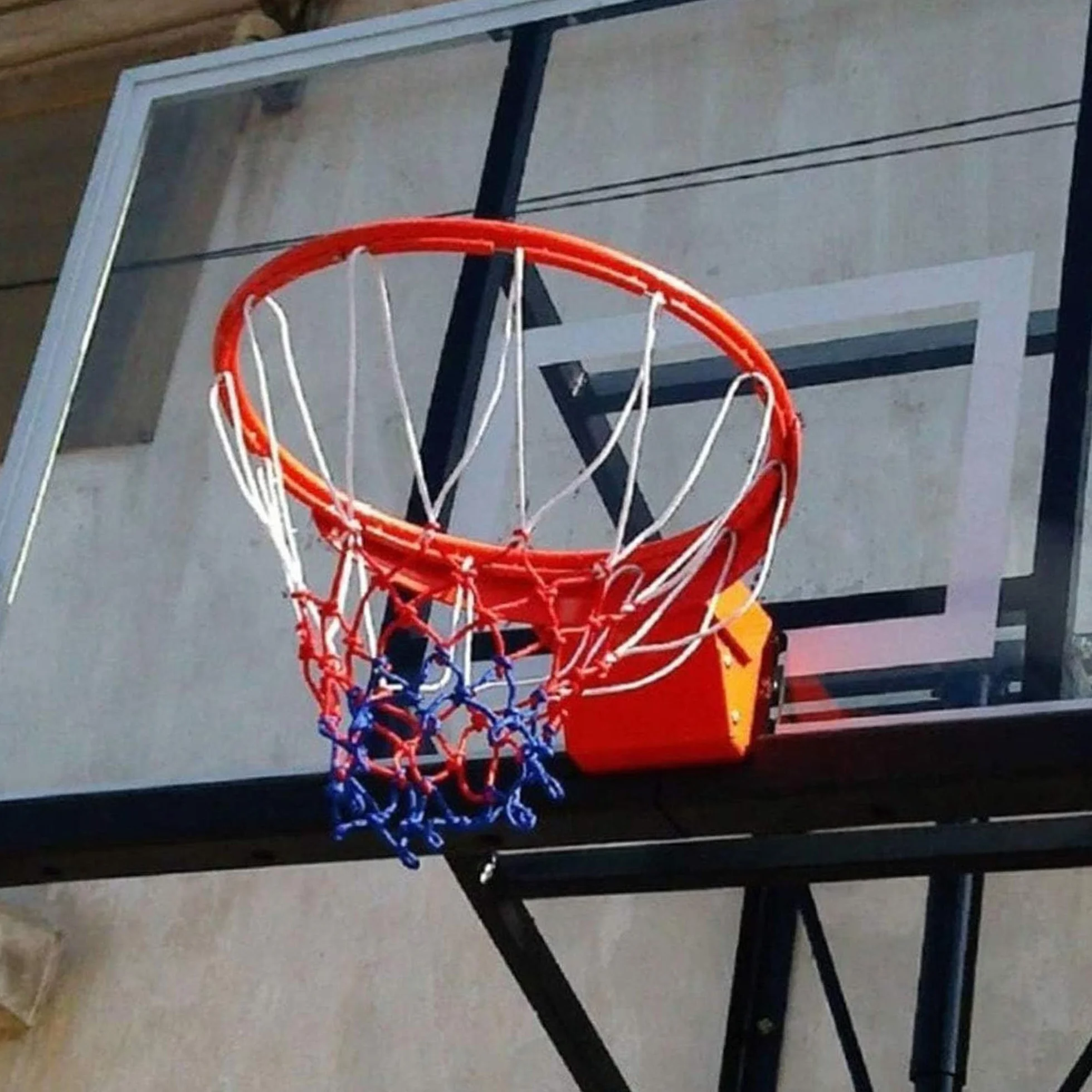 Reti da basket nylon bianco-rosso-blu 5,5 mm spessore 12 passanti rinforzate resistenti alle intemperie