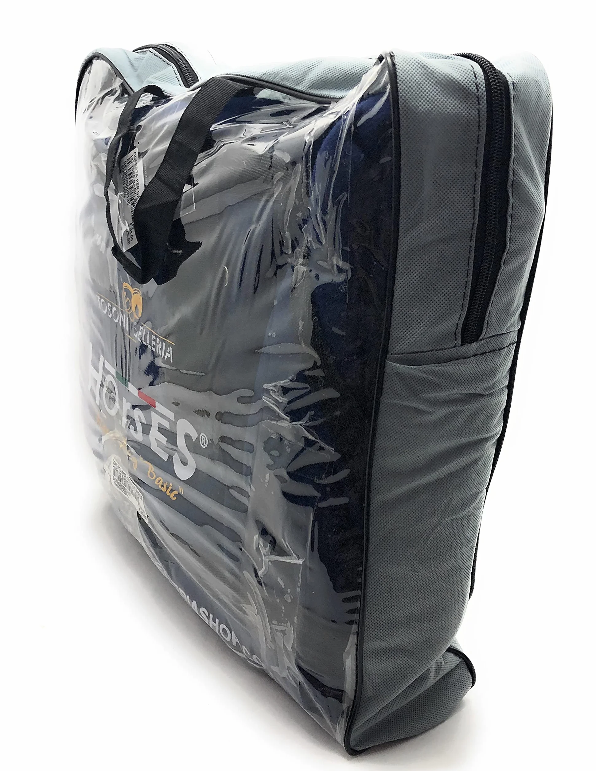 Horses, Coperta per Cavallo in Pile, Modello Basic, Morbida e Comoda, ideale per Trasporto e Dopo Lavoro, Blu 135 cm