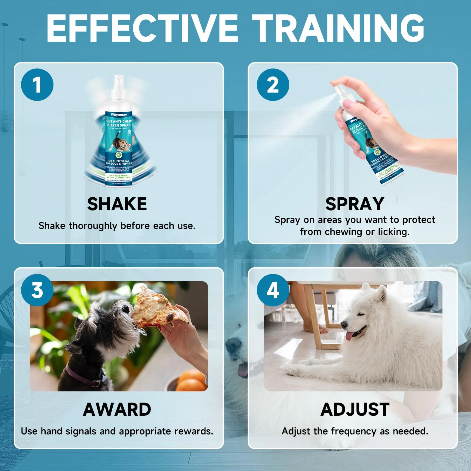 Woyamay Disabituante per Cani Spray, 200ml Repellente per Cani, Dissuasore per Cani, Cani Spray Amaro Spray, Spray Addestrativo Disabituante Gatti, Previene la Masticazione e la Leccatura di Mobili
