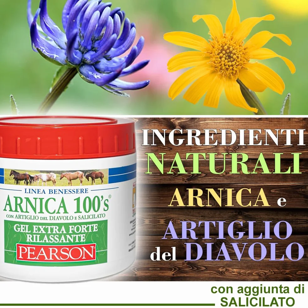 Arnica Per Cavalli Gel Extraforte Rilassante 500ml Crema Arnica Forte Con Artiglio Del Diavolo e Salicilato Pomata Defaticante Made in Italy