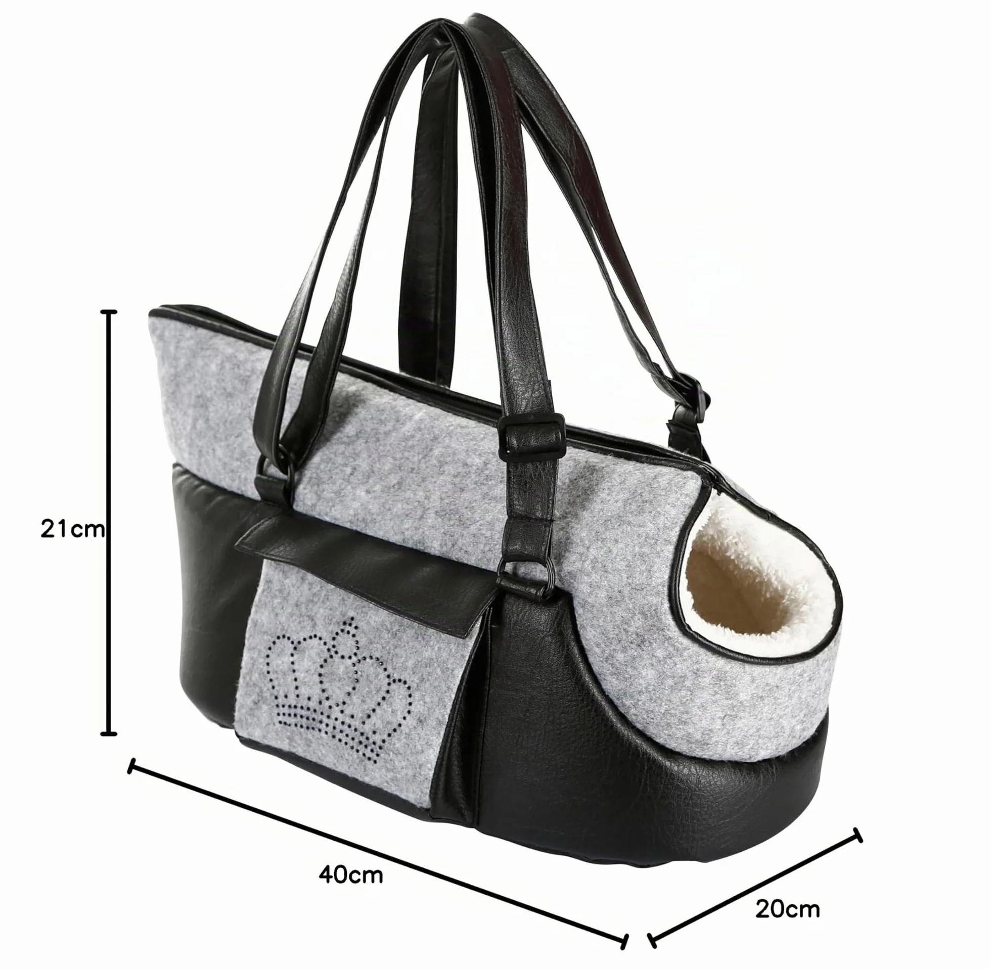 Kerbl Borsa da trasporto per cani 40x20x21 cm Poliestere Grigio chiaro Nero