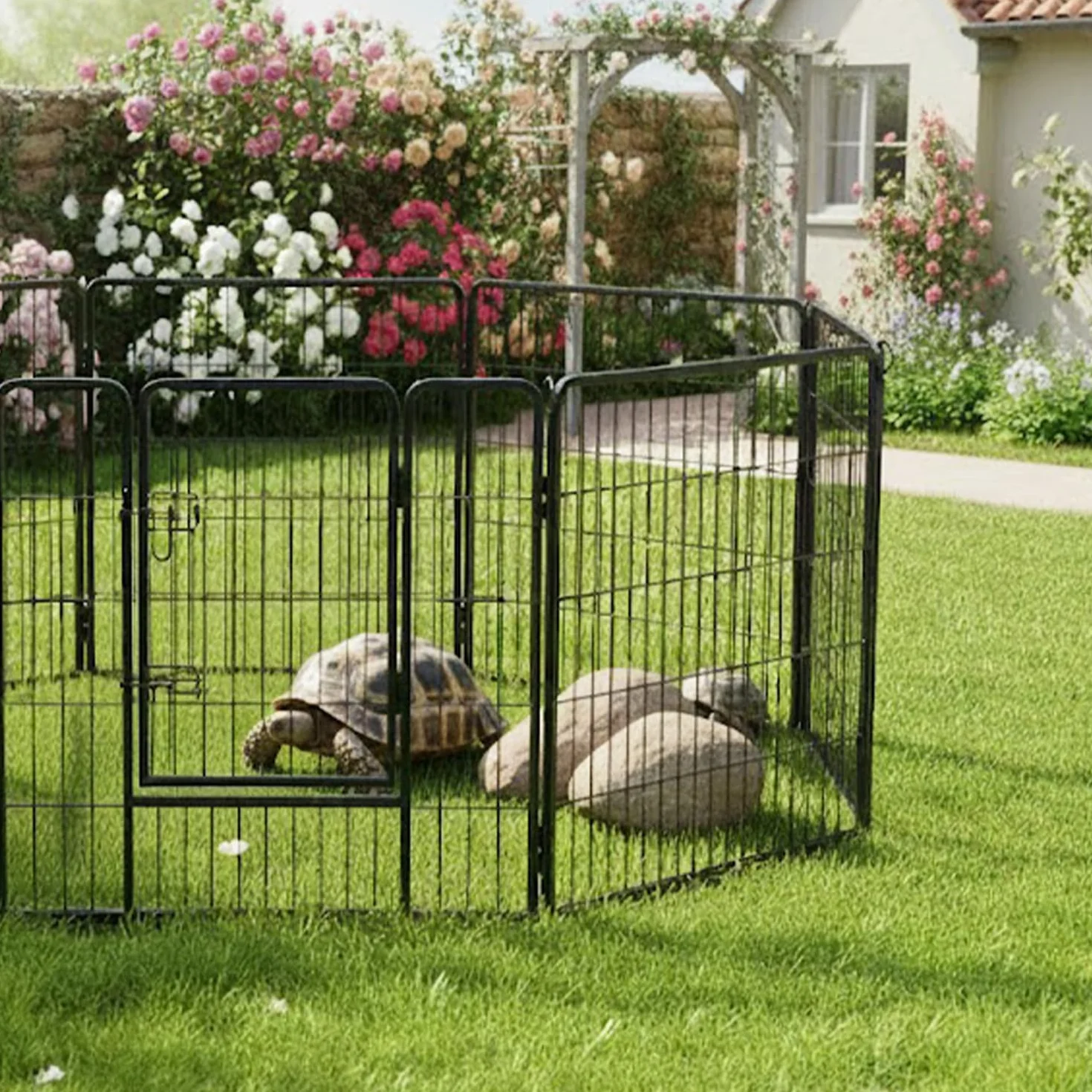 AQPET Recinto Modulare 80x80 cm per Cani, Gatti, Conigli e Roditori - 8 Pannelli Resistenti per Interno ed Esterno, Sicuro e Facile da Montare, Ideale per Casa e Giardino
