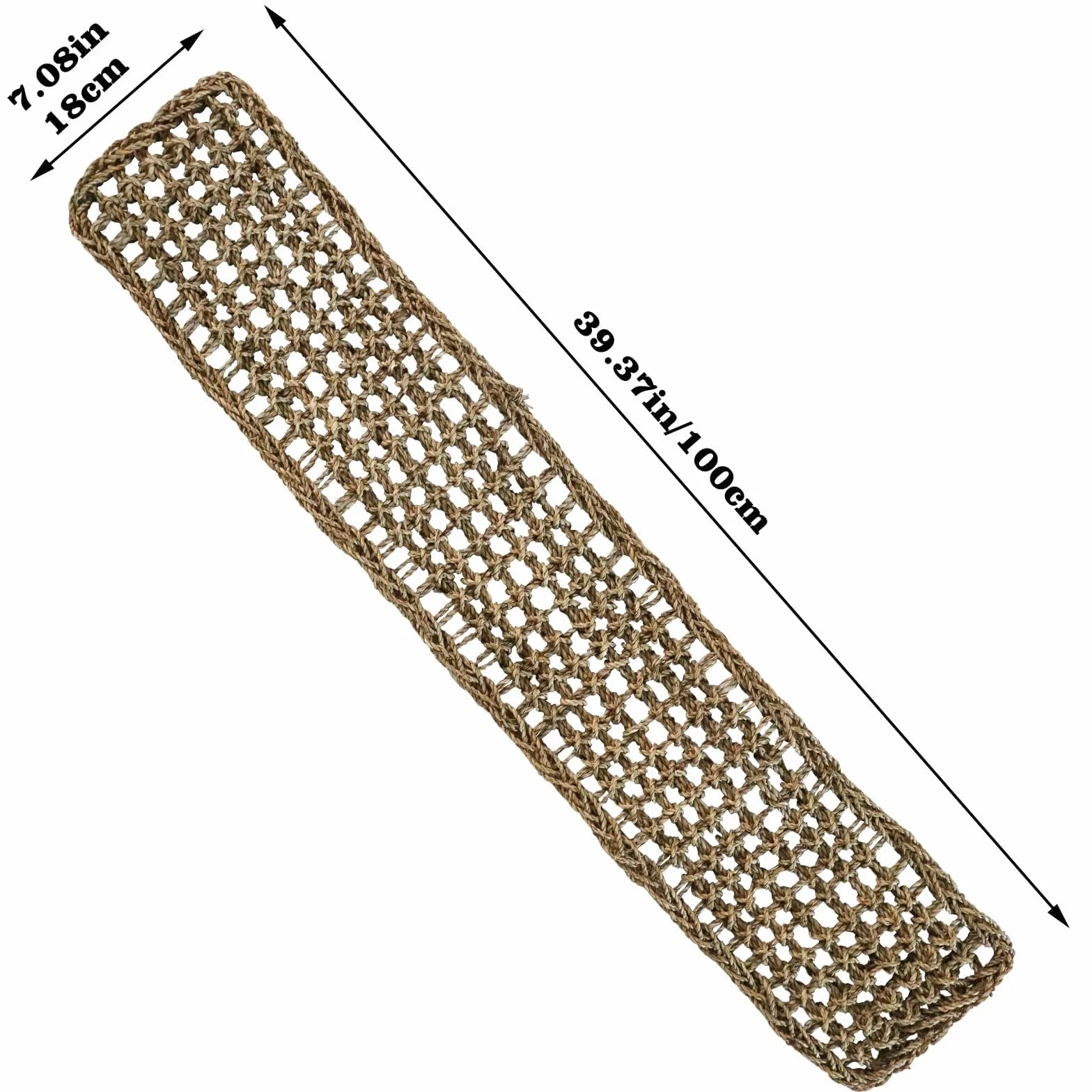 Dnoifne Tappetino in Erba Marina 100 × 18 cm – Rete Intrecciata Naturale con Ganci – Amaca e Scala per Uccelli, Roditori e Piccoli Animali