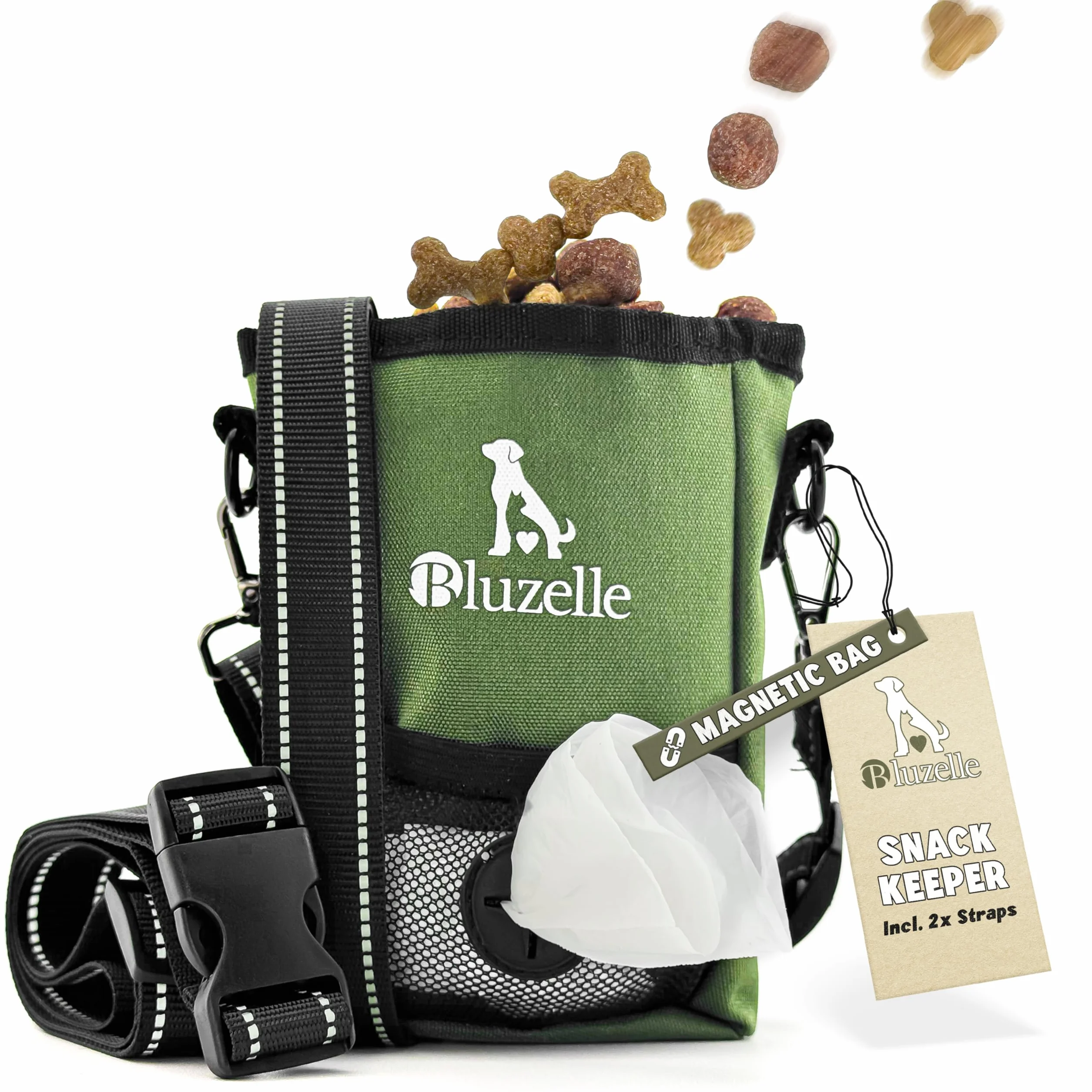 Borsa Addestramento Cani – Chiusura Magnetica & 3 Stili – Porta Premietti (650ml) – Marsupio & Cintura con Dispenser – SNACKKEEPER – Marchio Tedesco, Colore:Verde Oliva