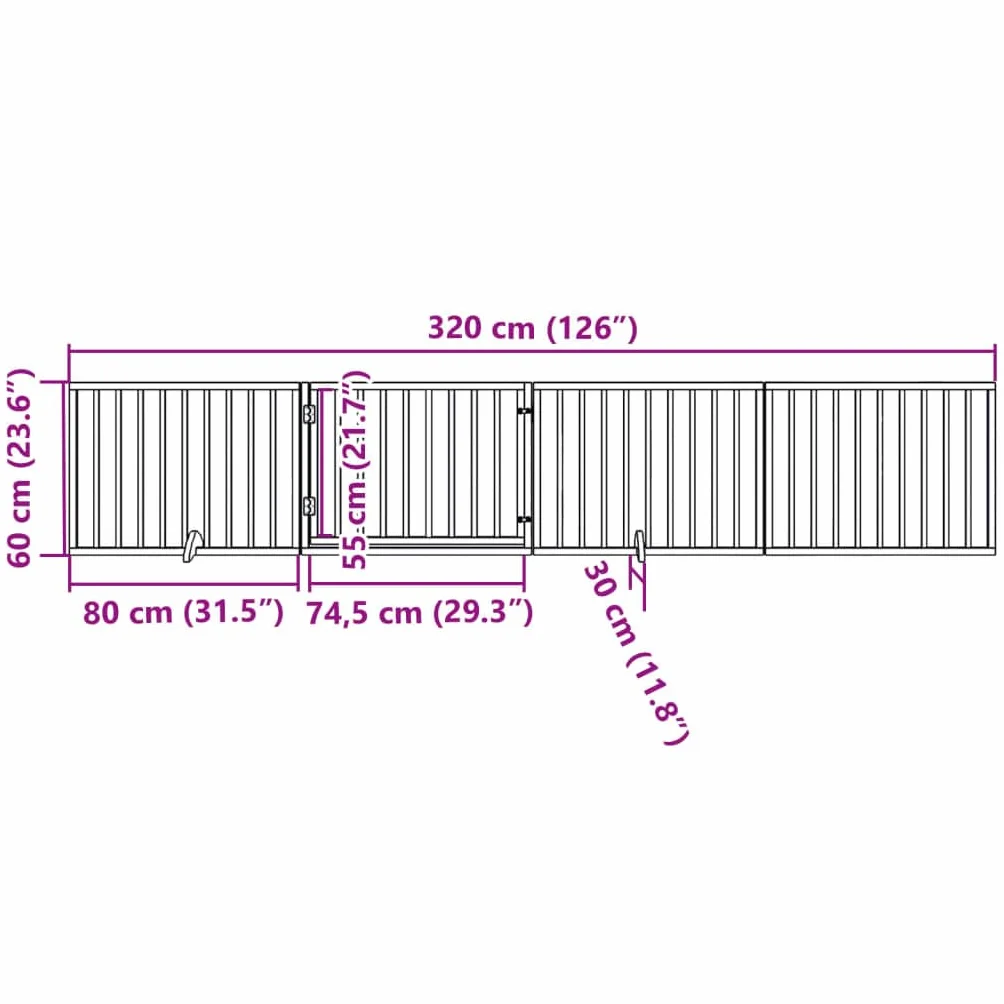 vidaXL Cancelletto per cani pieghevole 4 pannelli 320 cm legno di pioppo marrone