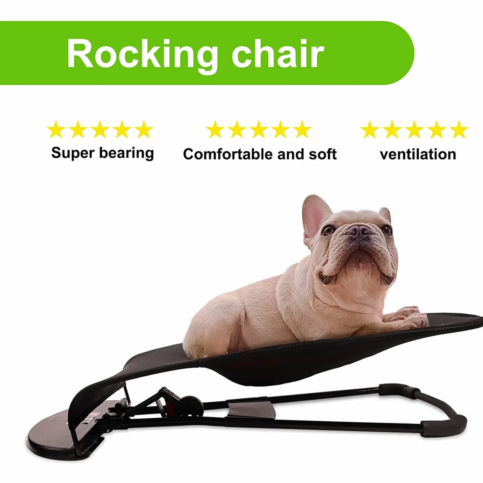 Sedia a Dondolo per Cani, Portatile, Pet Dog Cat Bed, Letto Pieghevole Adatto per Animali Domestici sotto 33 libbre / 15 kg, Nero