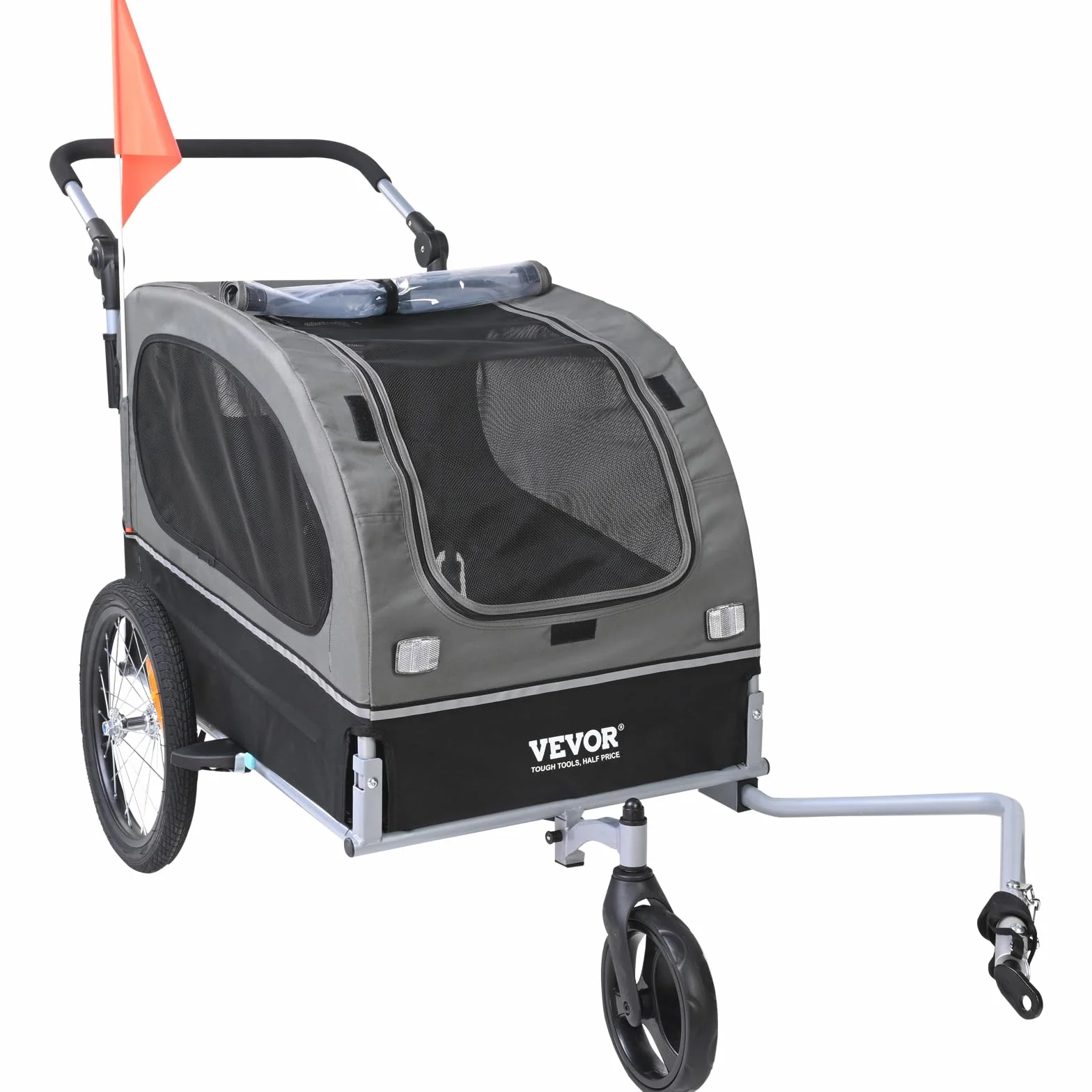 VEVOR Rimorchio per cani 2 in 1 per bicicletta in acciaio al carbonio + tessuto Oxford 600D + PP pieghevole per cani