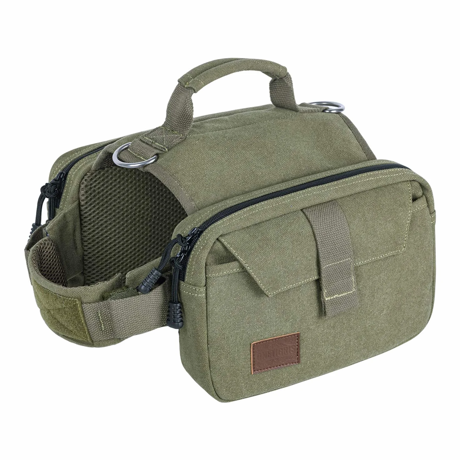 OneTigris Hoppy Camper 2,0 - Zaino per cani da campeggio, escursionismo, strappo, taglia M/L (L, verde ranger)