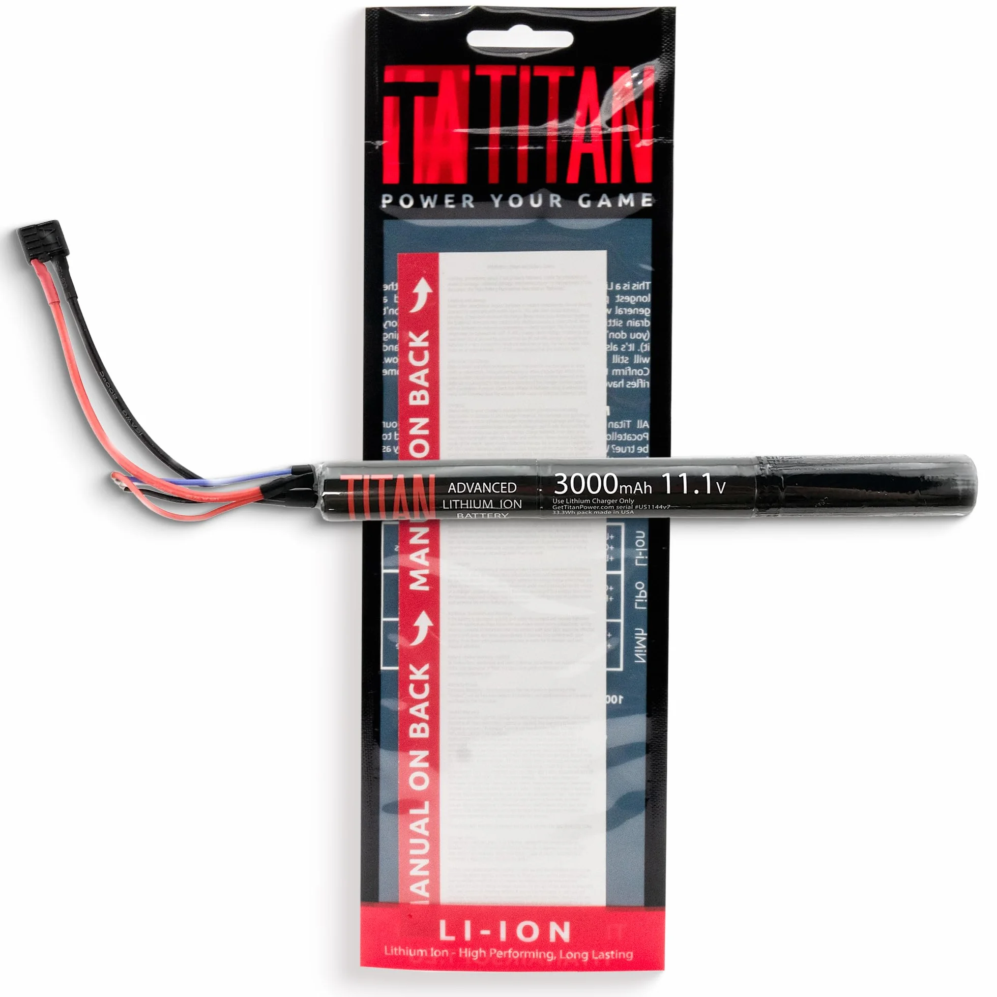 TITAN 3000mAh 11.1v Stick Tamiya Batterie Professionali Softair (3000mAh 11.1v Stick T-Plug (Deans))
