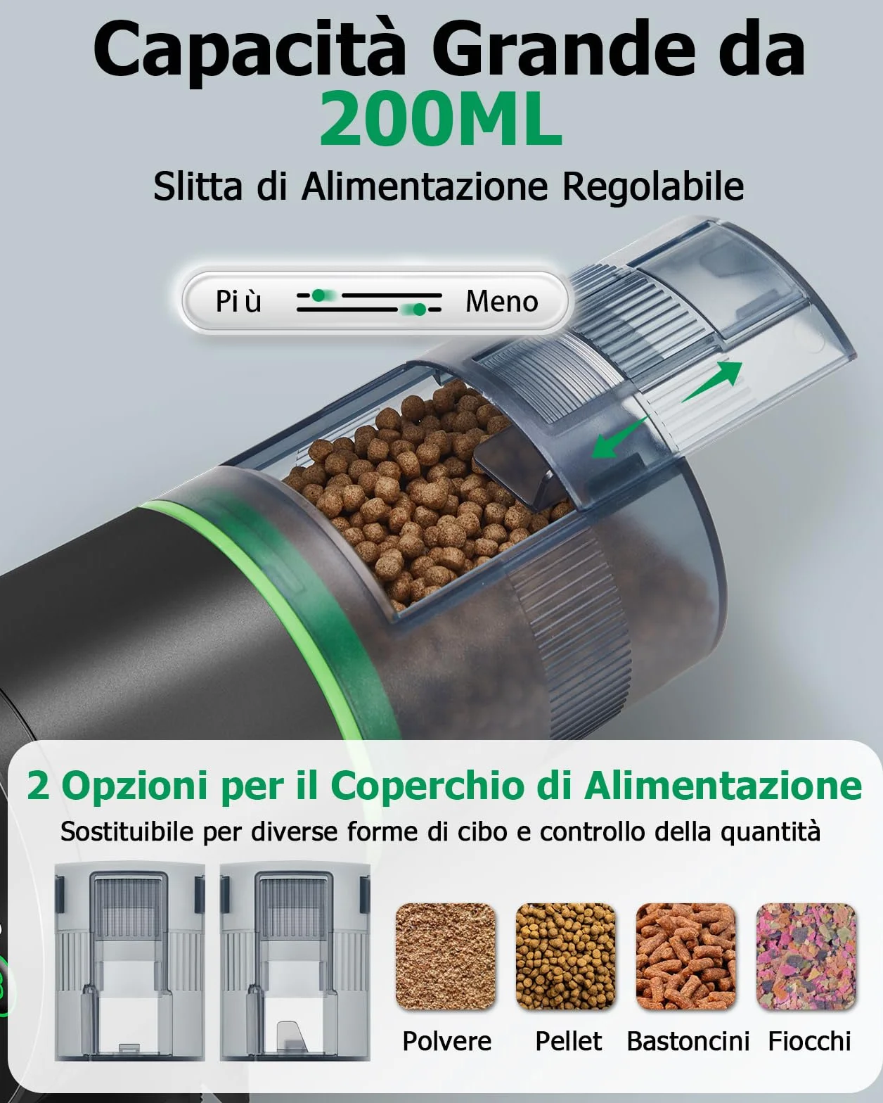 Papettly Mangiatoia Automatica Acquario 200ML con Timer per Pesci Tartarughe, 2 Batterie AAA