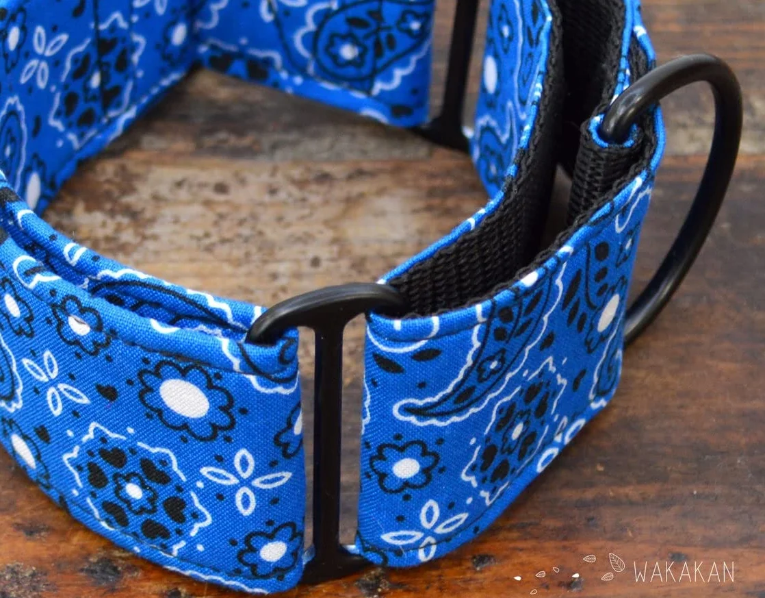 Wakakán Martingale Collare per Cani Blue Bandana Fatto a Mano Spagna